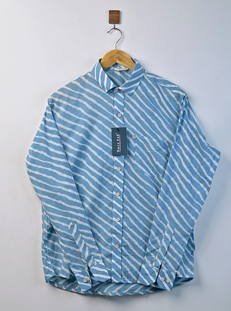 Blue Wave Stripe Full Sleeves Shirt