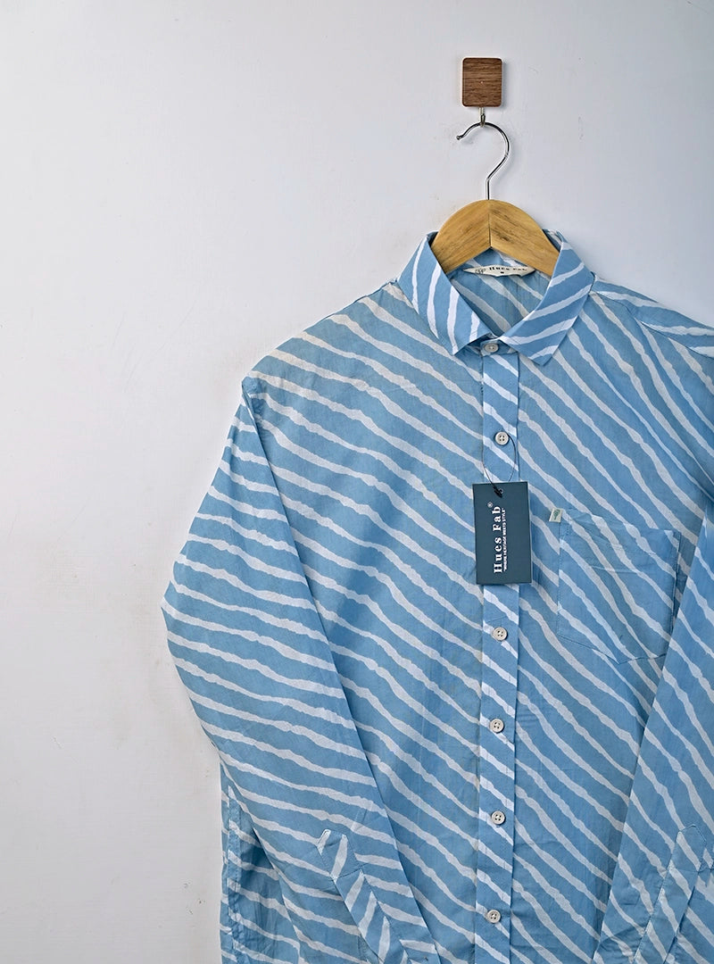Blue Wave Stripe Full Sleeves Shirt
