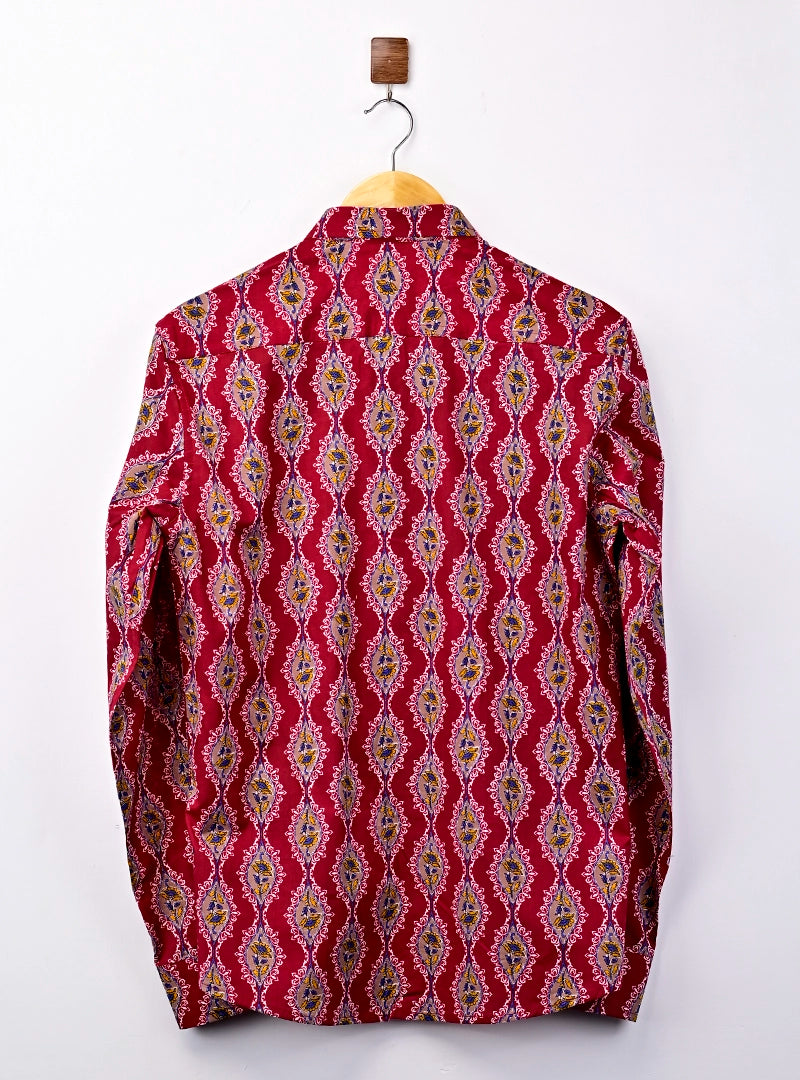 Maroon jaipuri printed full sleeves shirt