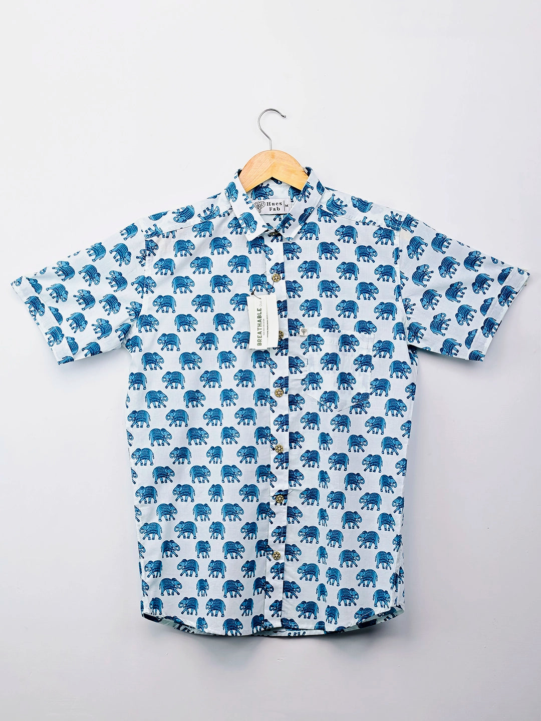 Sky Blue Elephant  Half-Sleeves Shirt