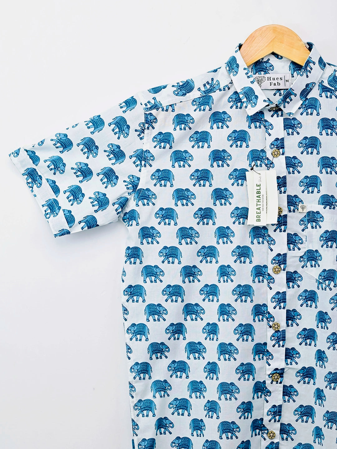 Sky Blue Elephant  Half-Sleeves Shirt