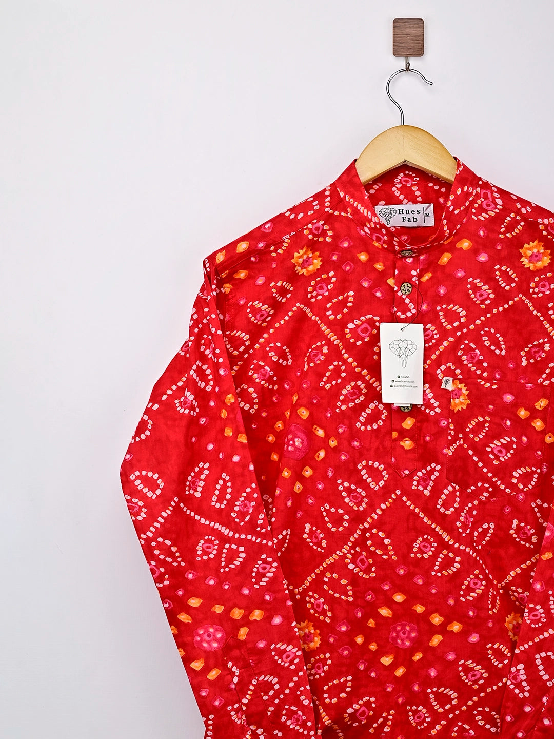 red bandej printed short kurta