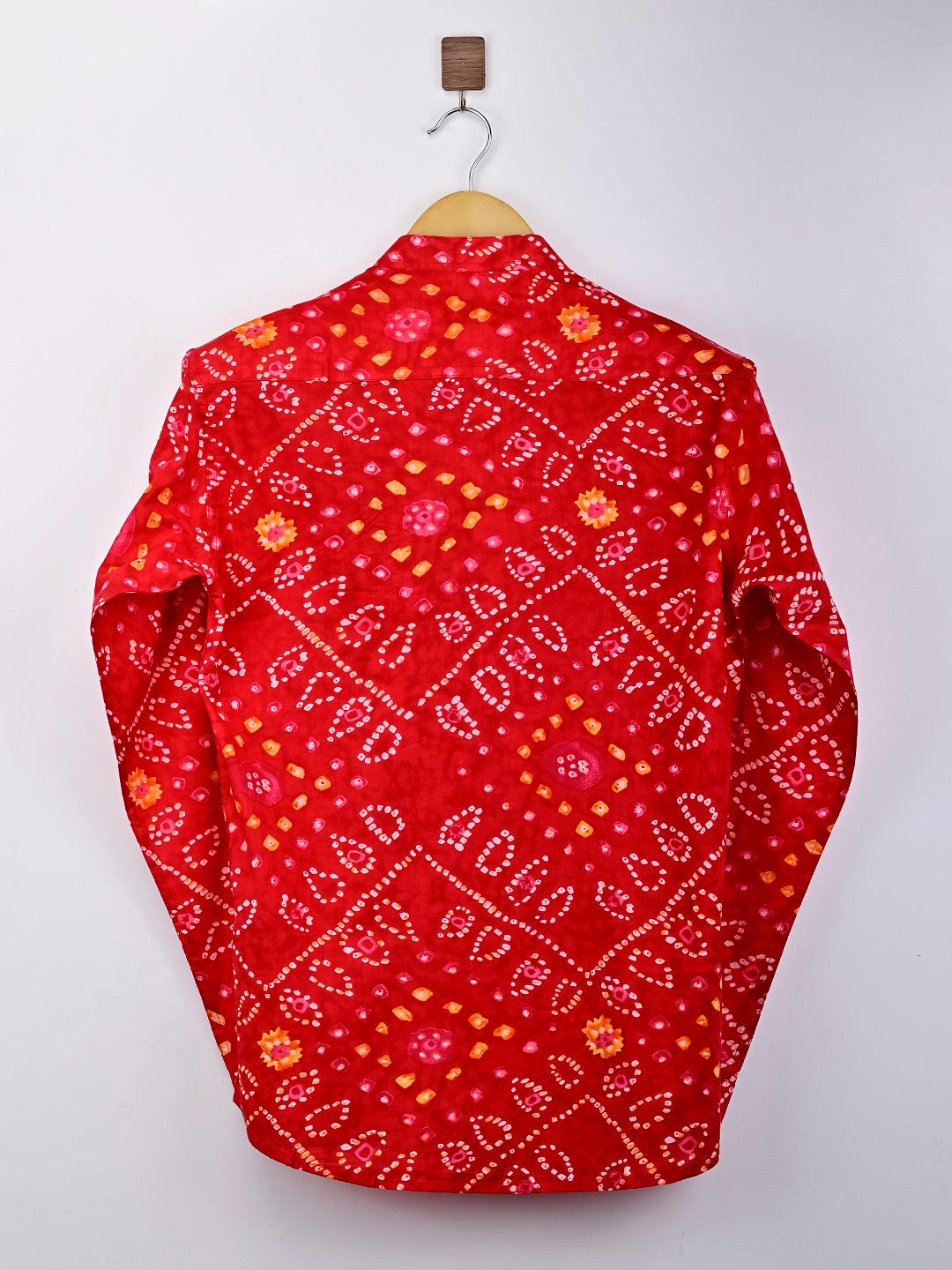 red bandej printed short kurta