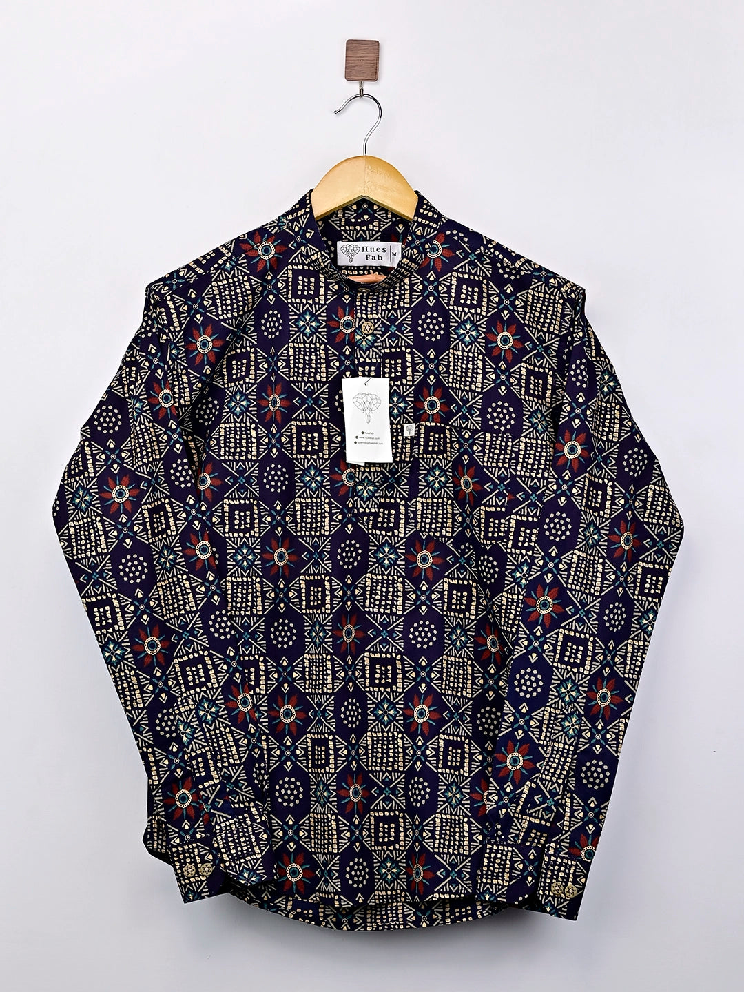 navy blue golden mandala short kurta