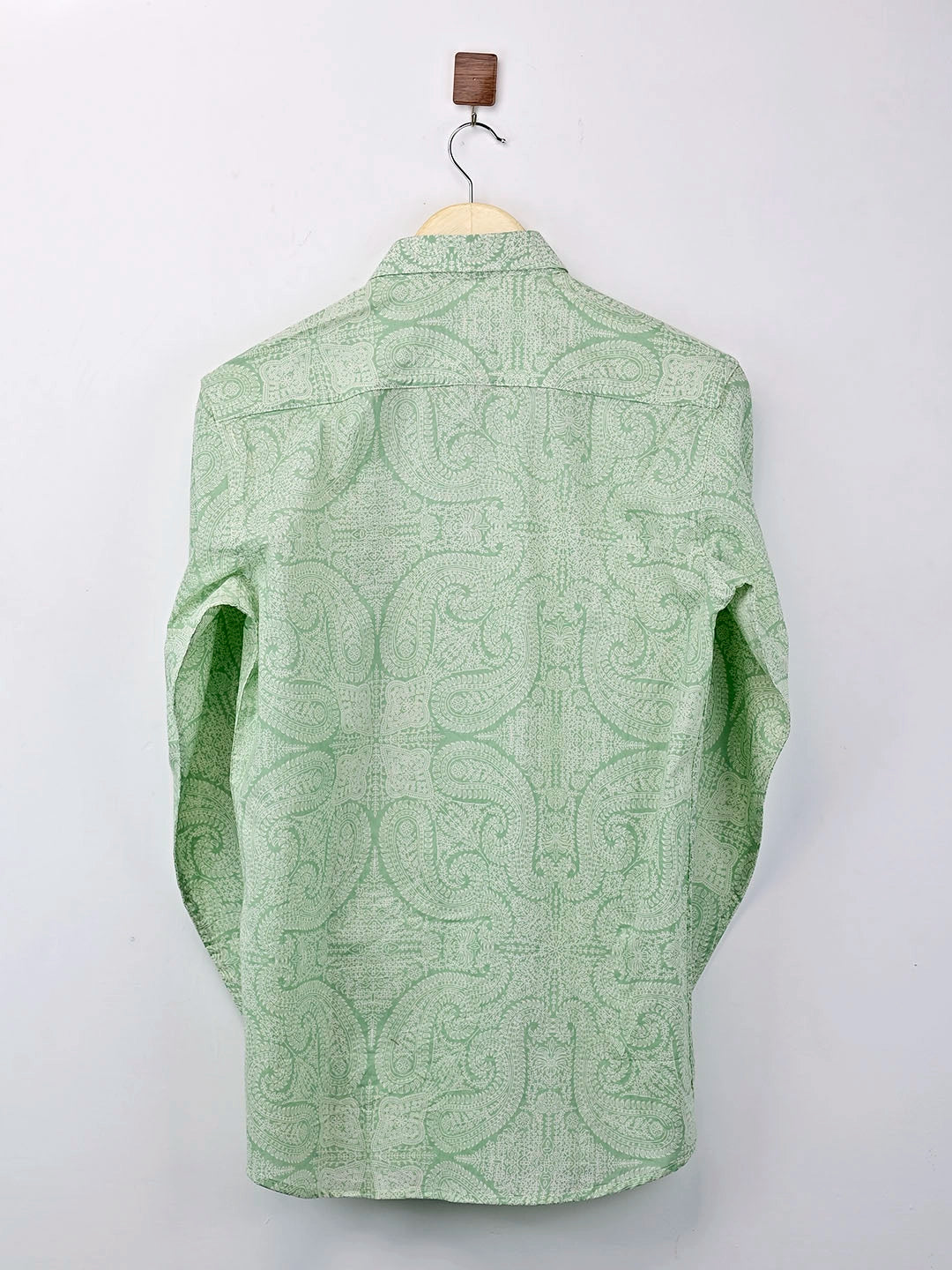 Mint Green Self Patterned Full Sleeves Shirt