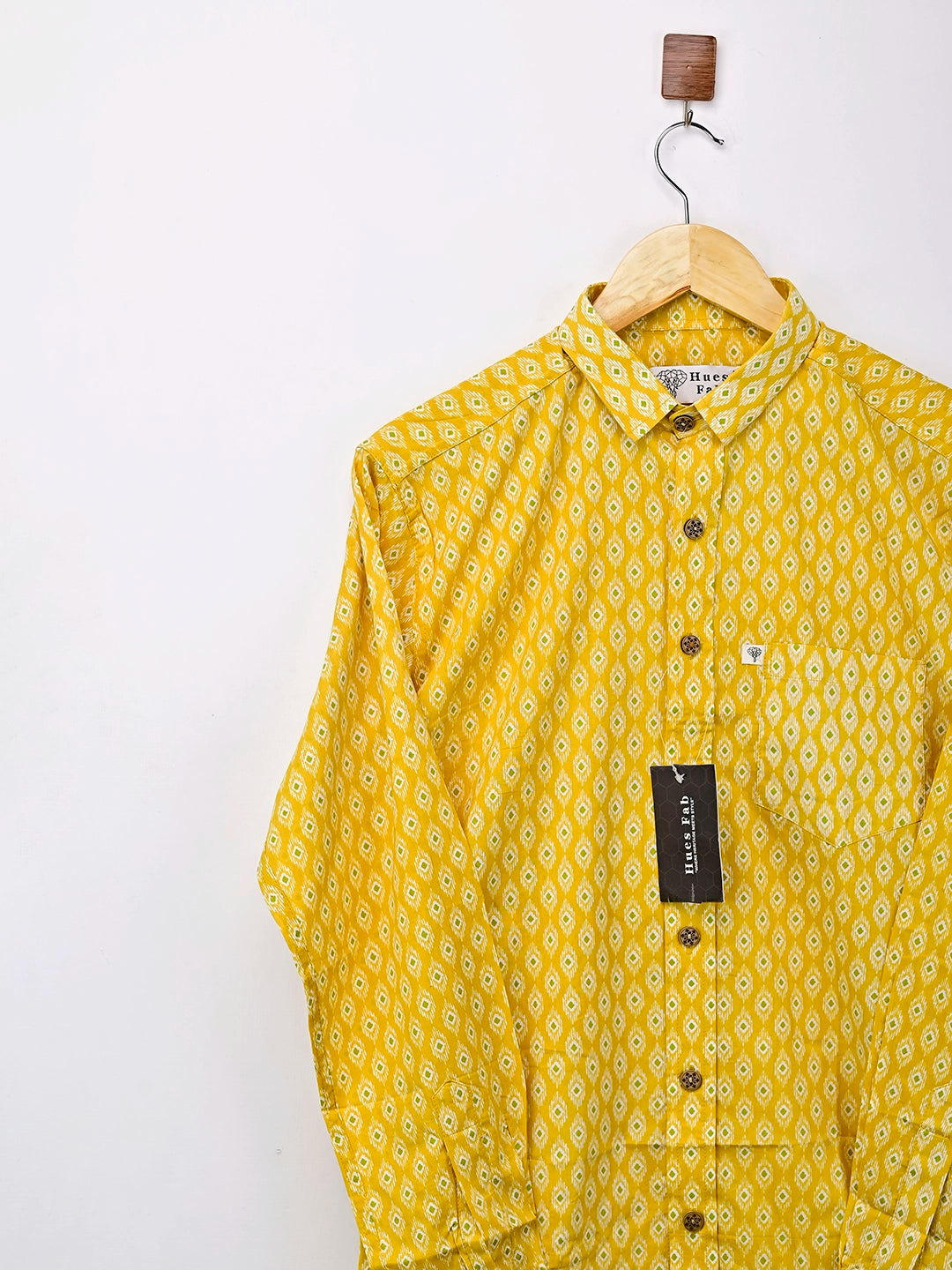 yellow motifs full sleeves shirt
