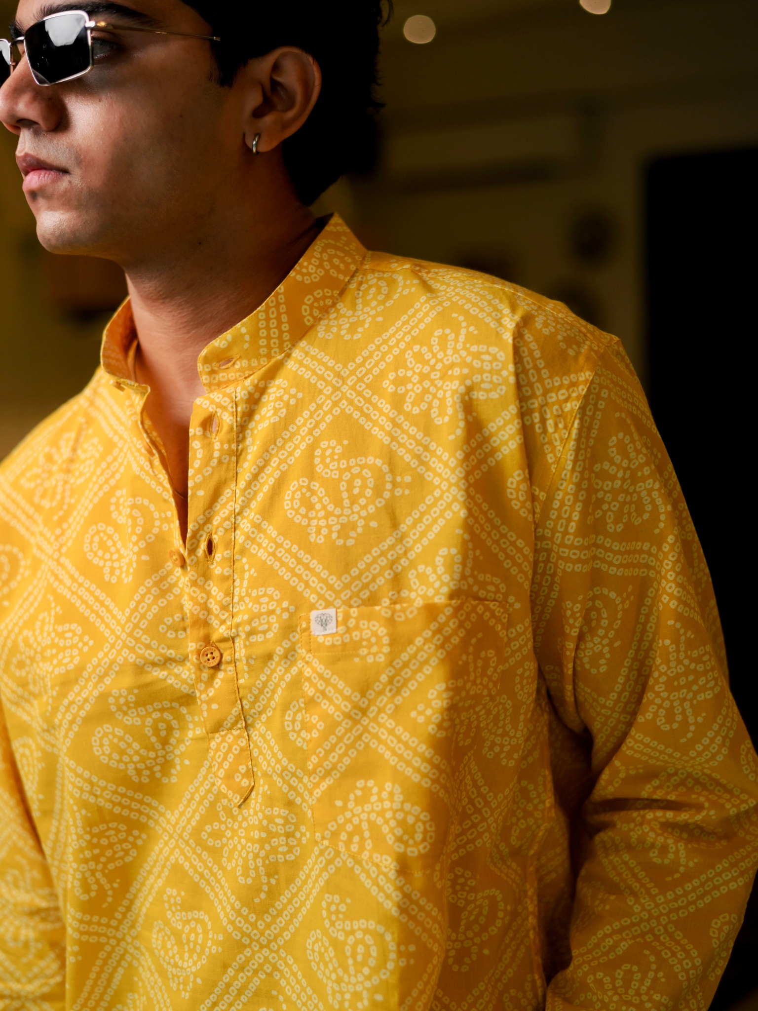 Yellow Bandej Printed short kurta