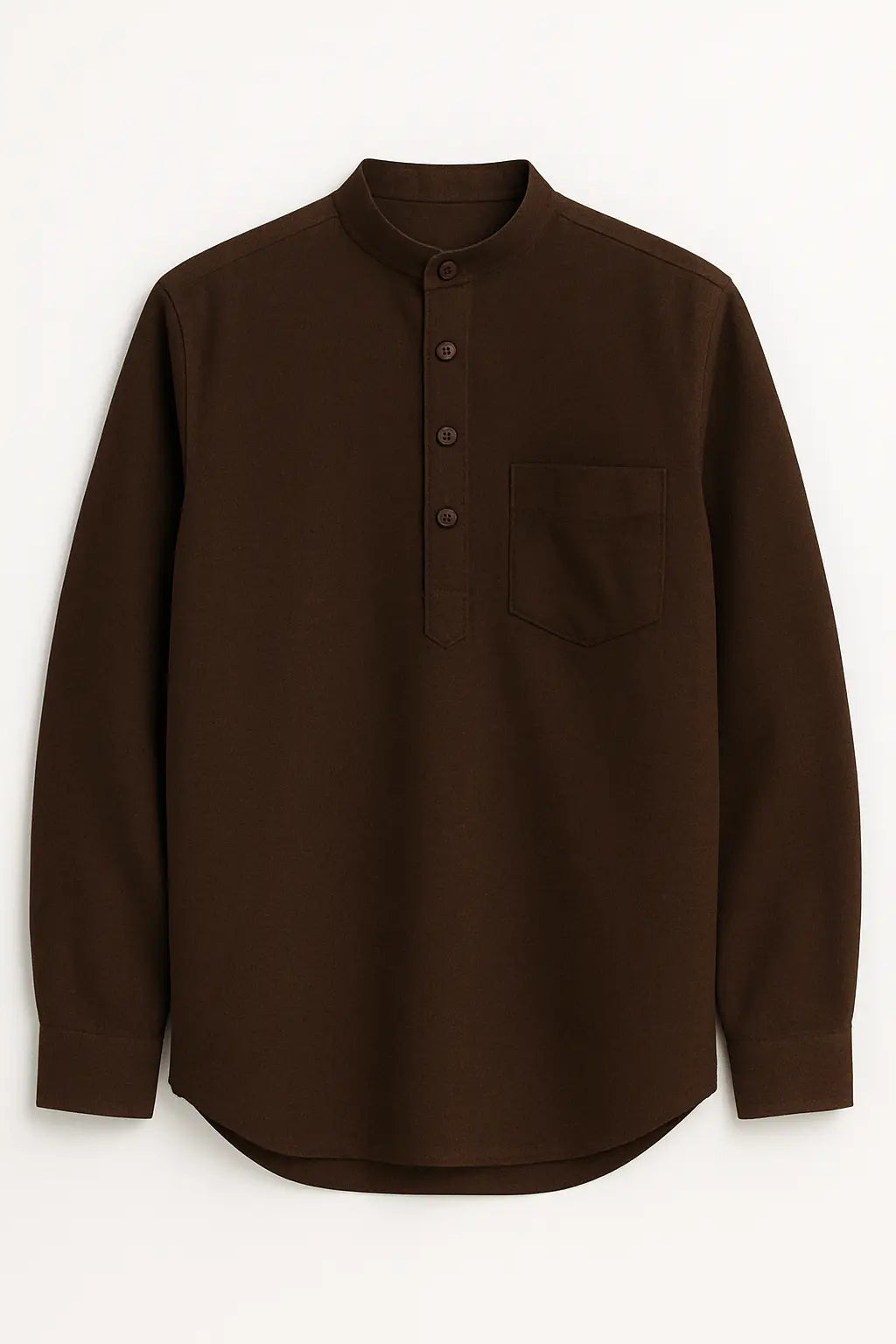 Brown Linen Blend textured Short Kurta