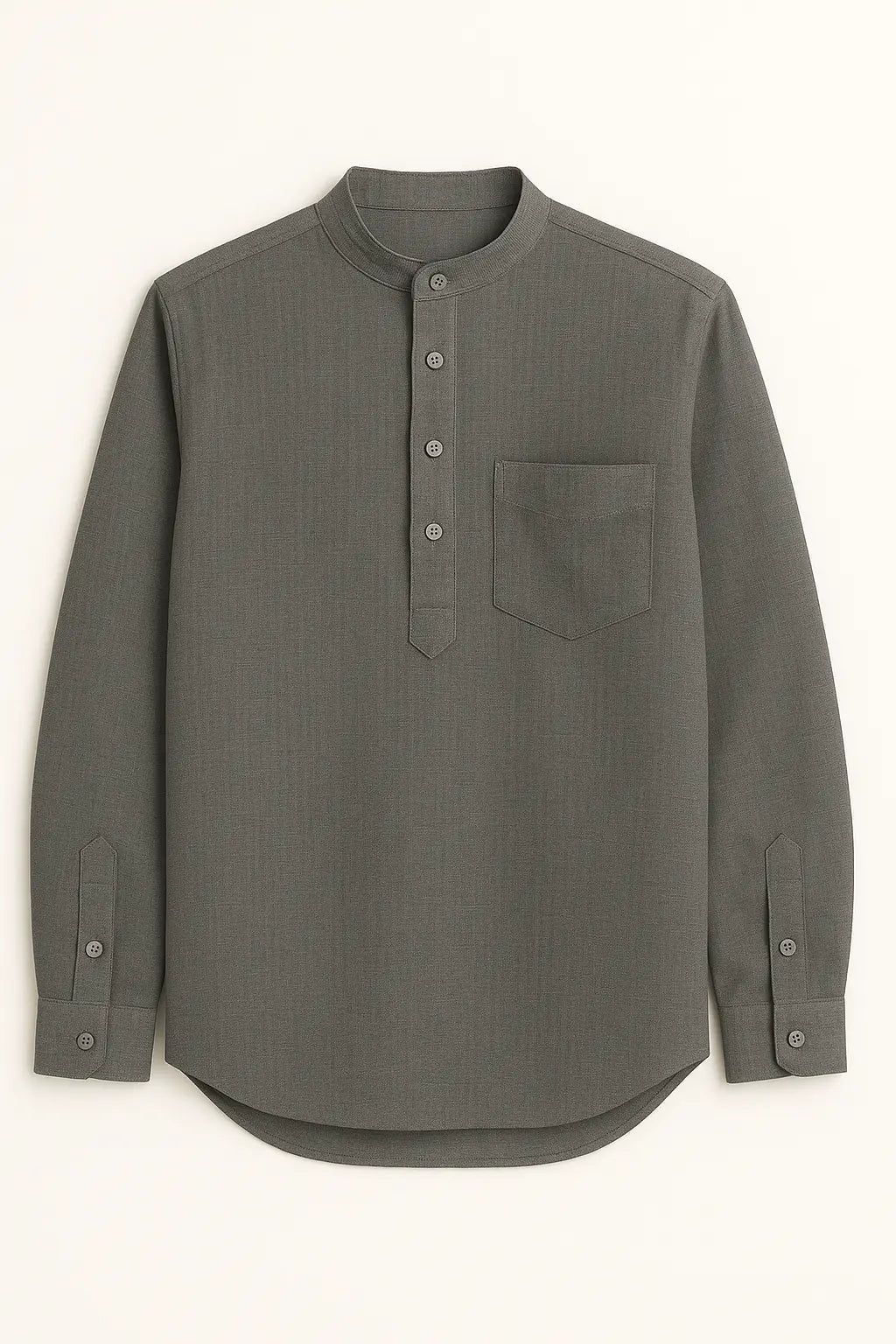 Olive Linen Blend textured Short Kurta