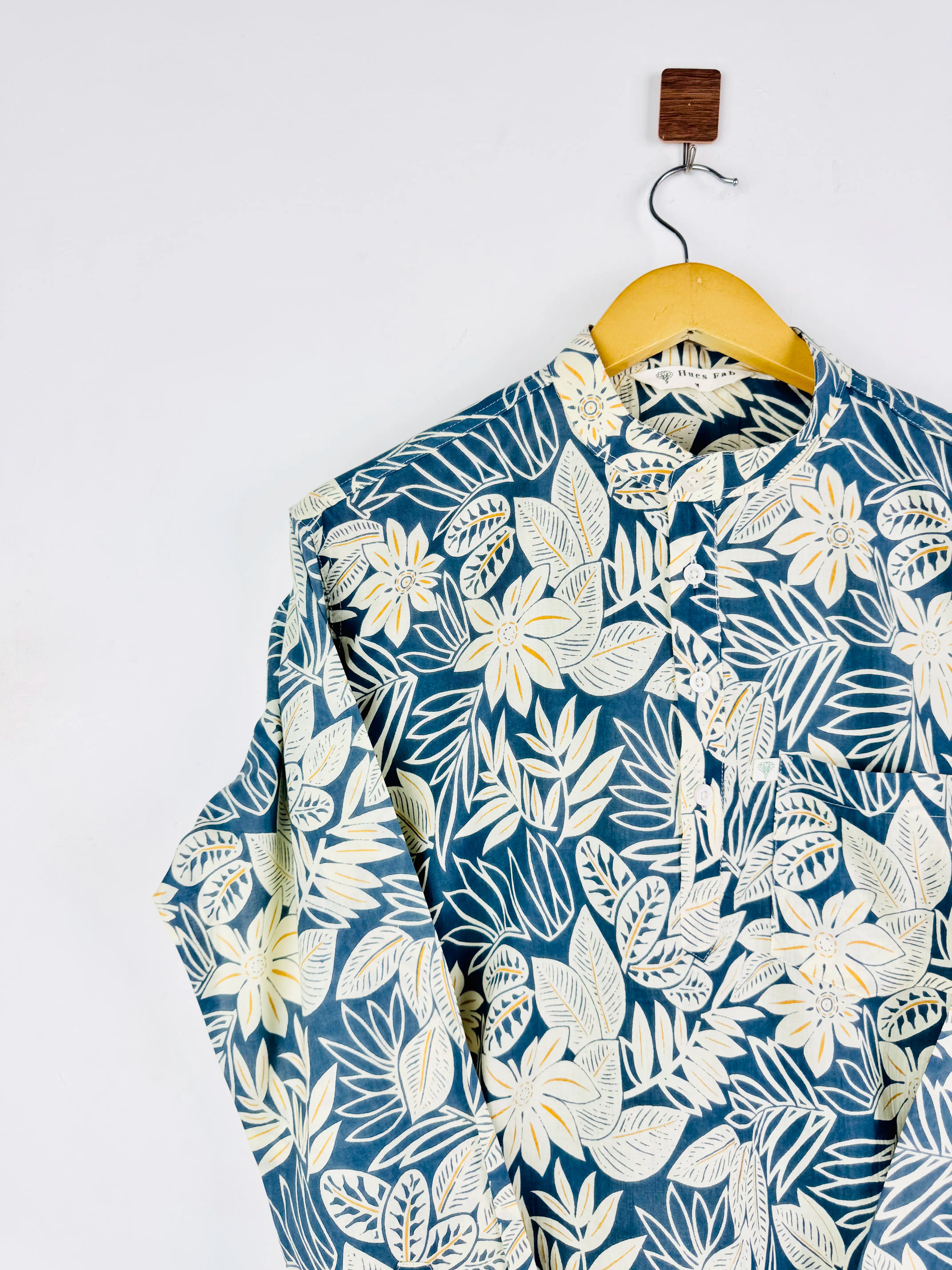 Botani Blue Printed Short Kurta