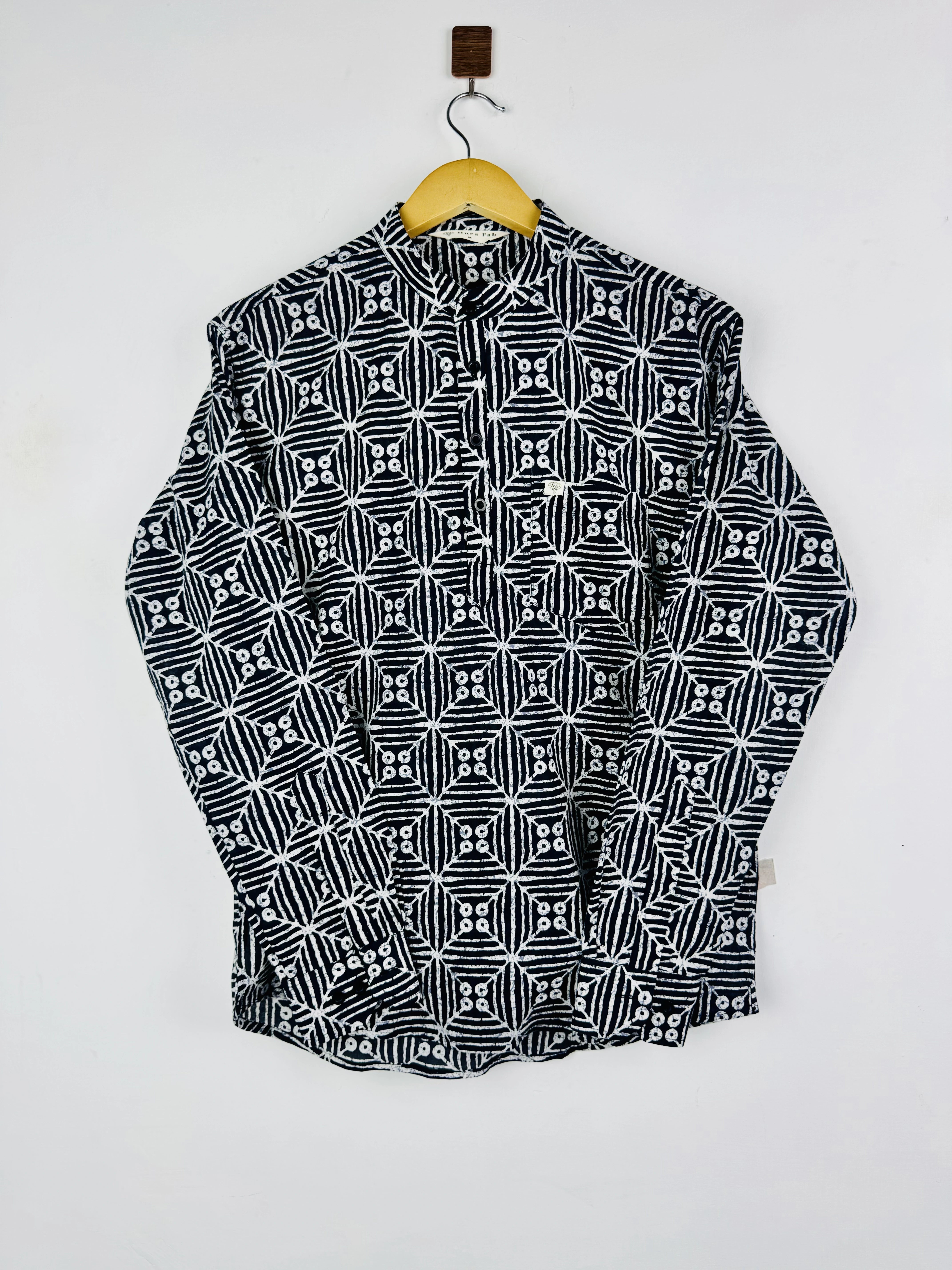 Black Matrix Printed Short Kurta