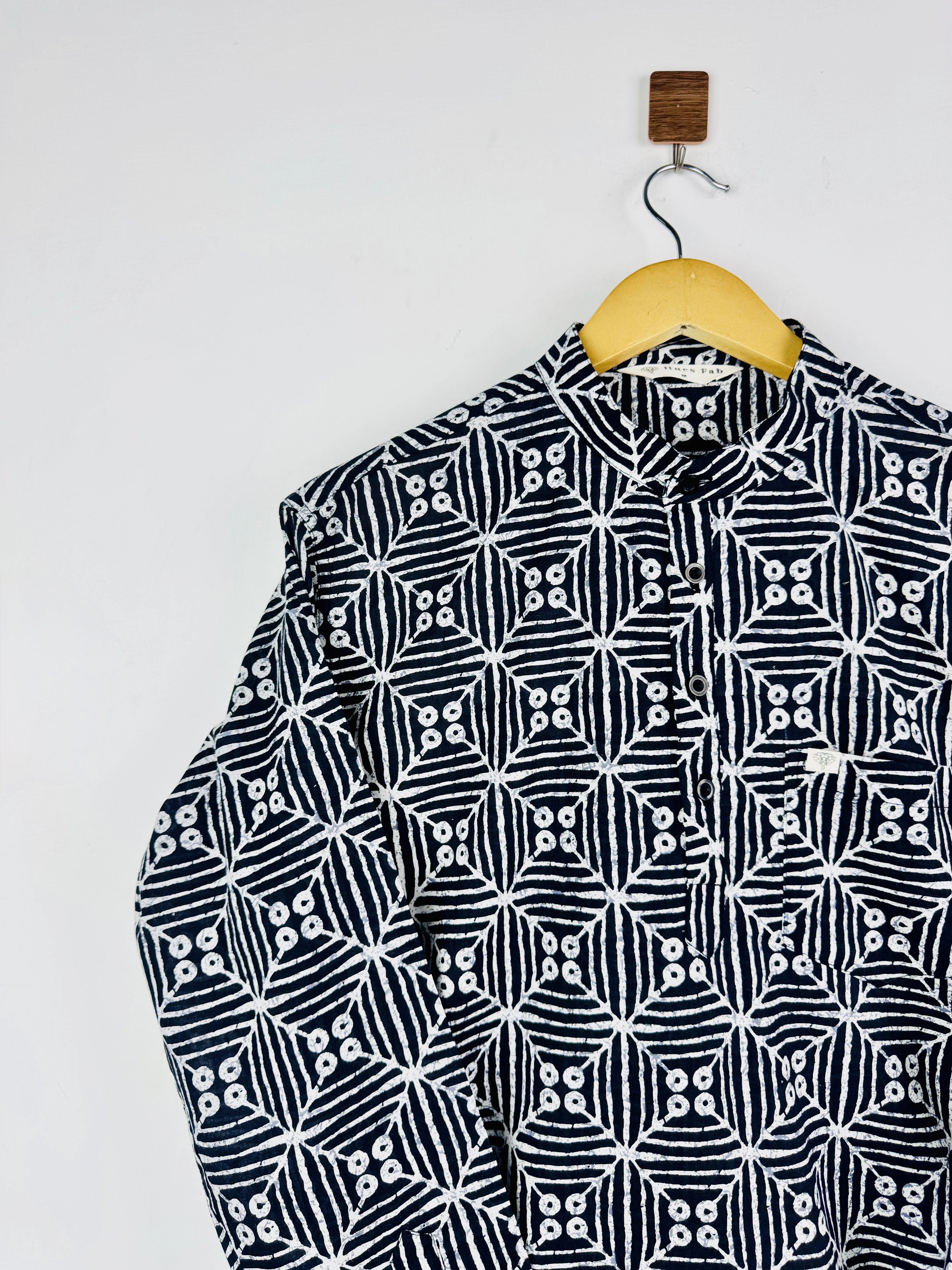 Black Matrix Printed Short Kurta