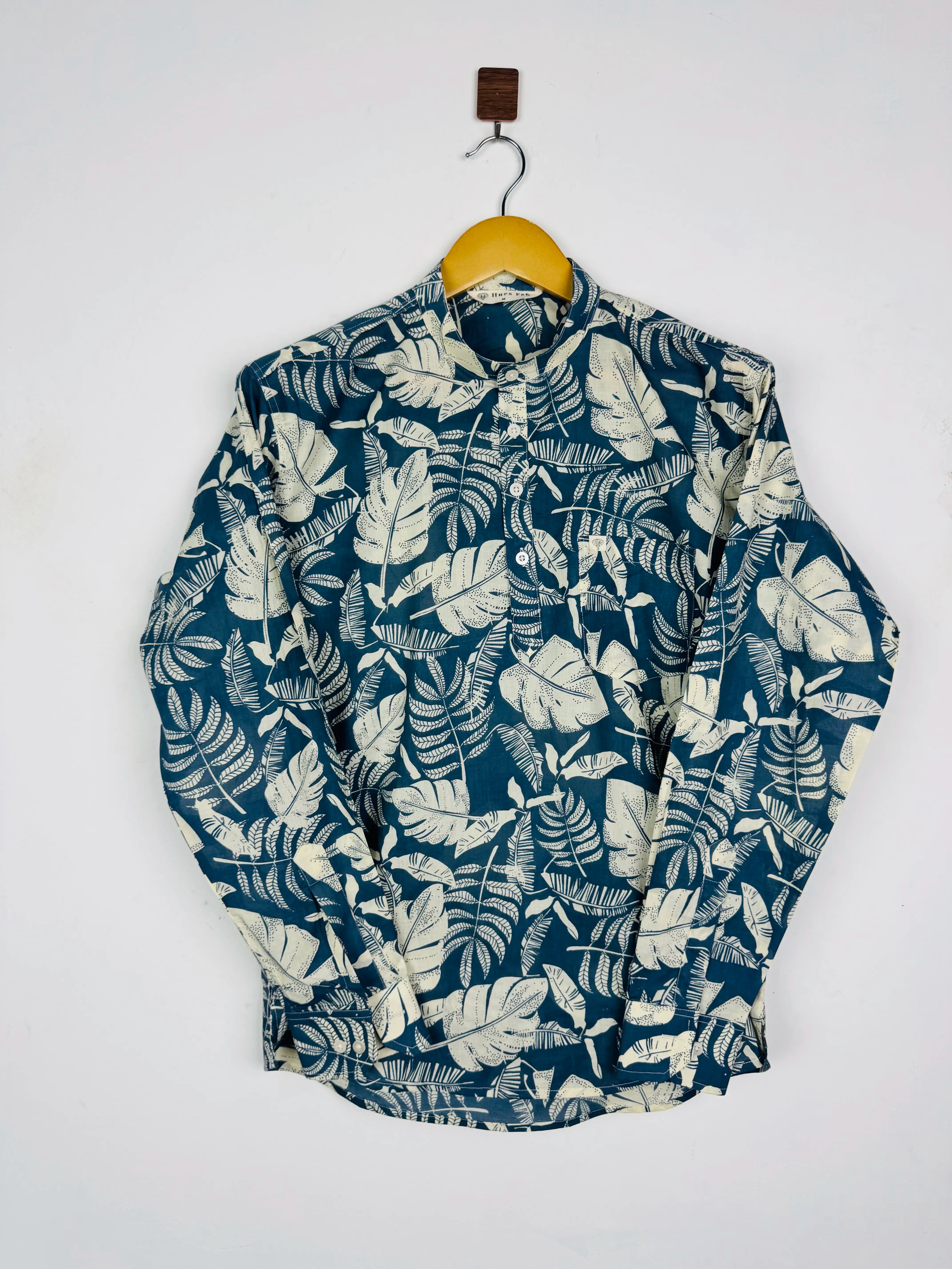 Blue Tropic Printed Short Kurta