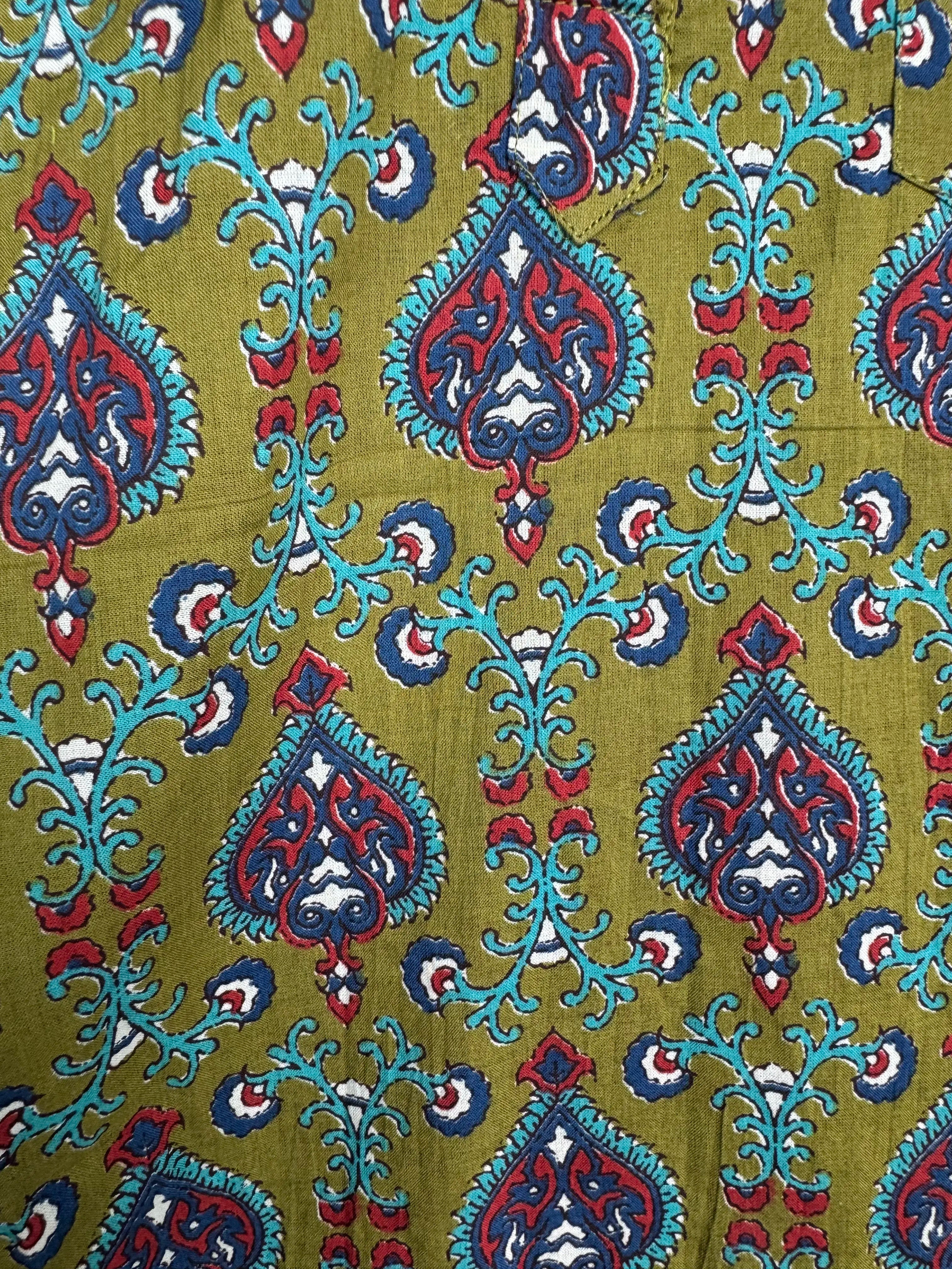 Olive printed Printed Short Kurta