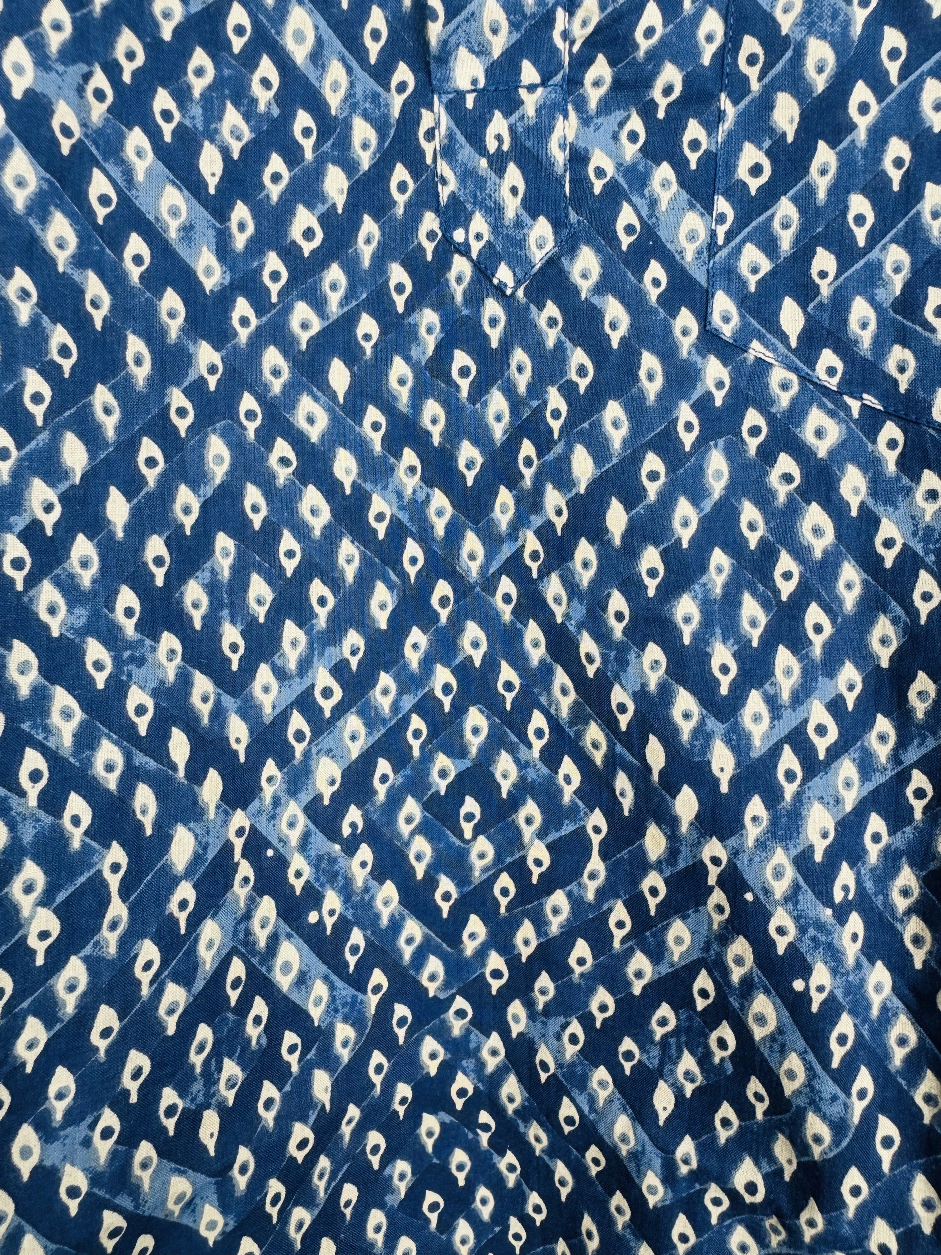 Navy blue micro Motifs Short Kurta