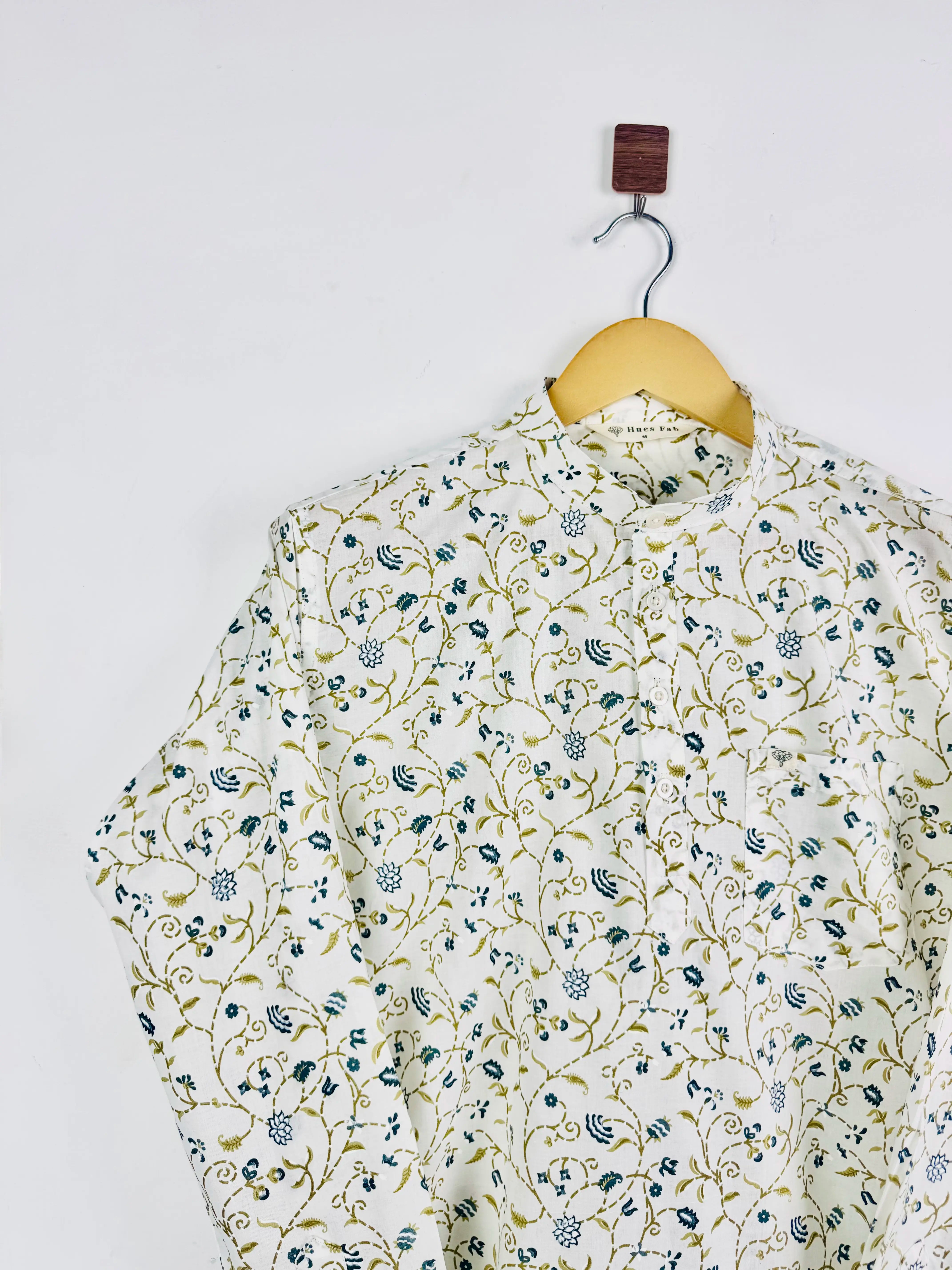 White Fern Printed Short Kurta