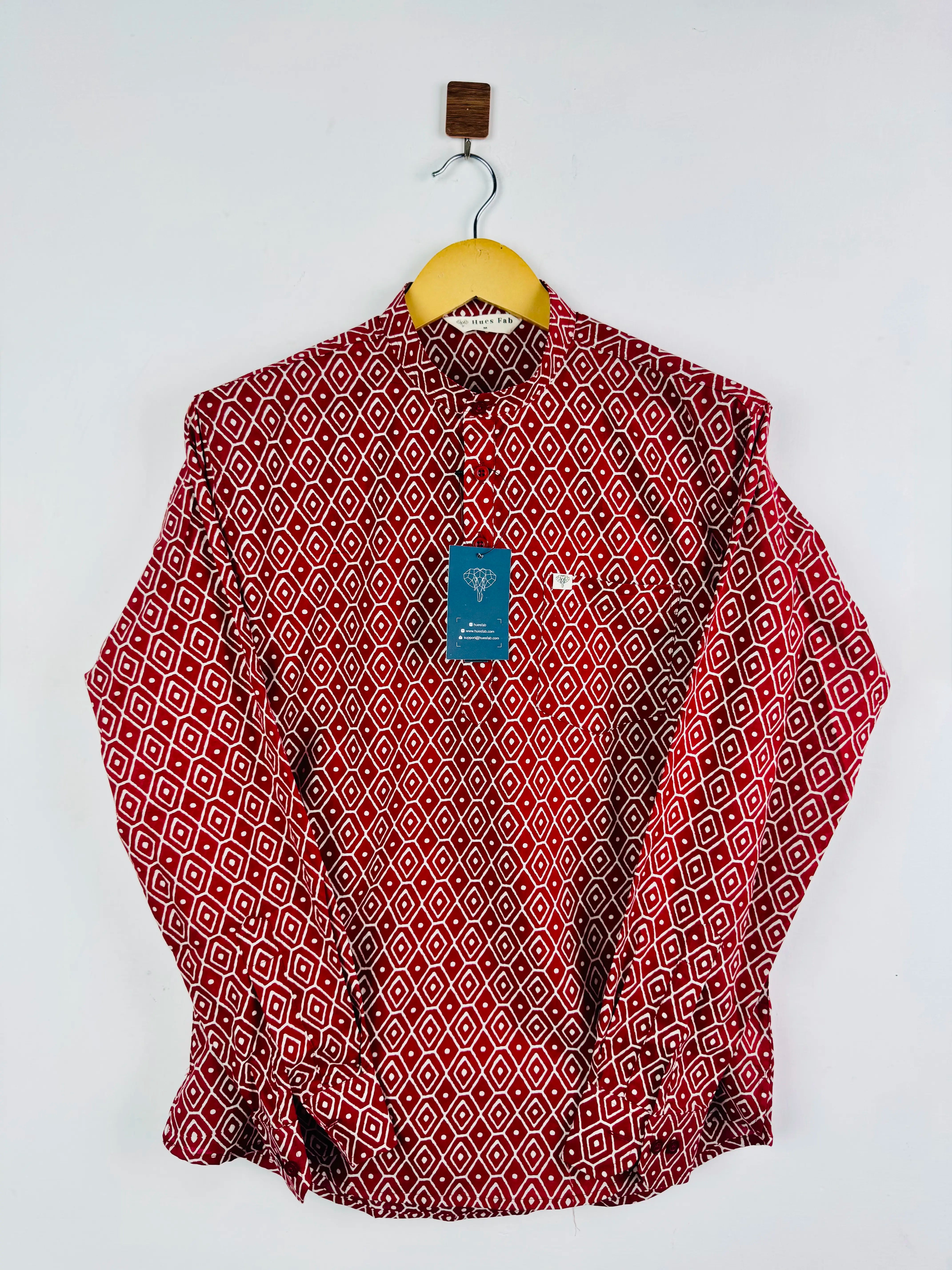 Maroon Blocks Printed Short Kurta