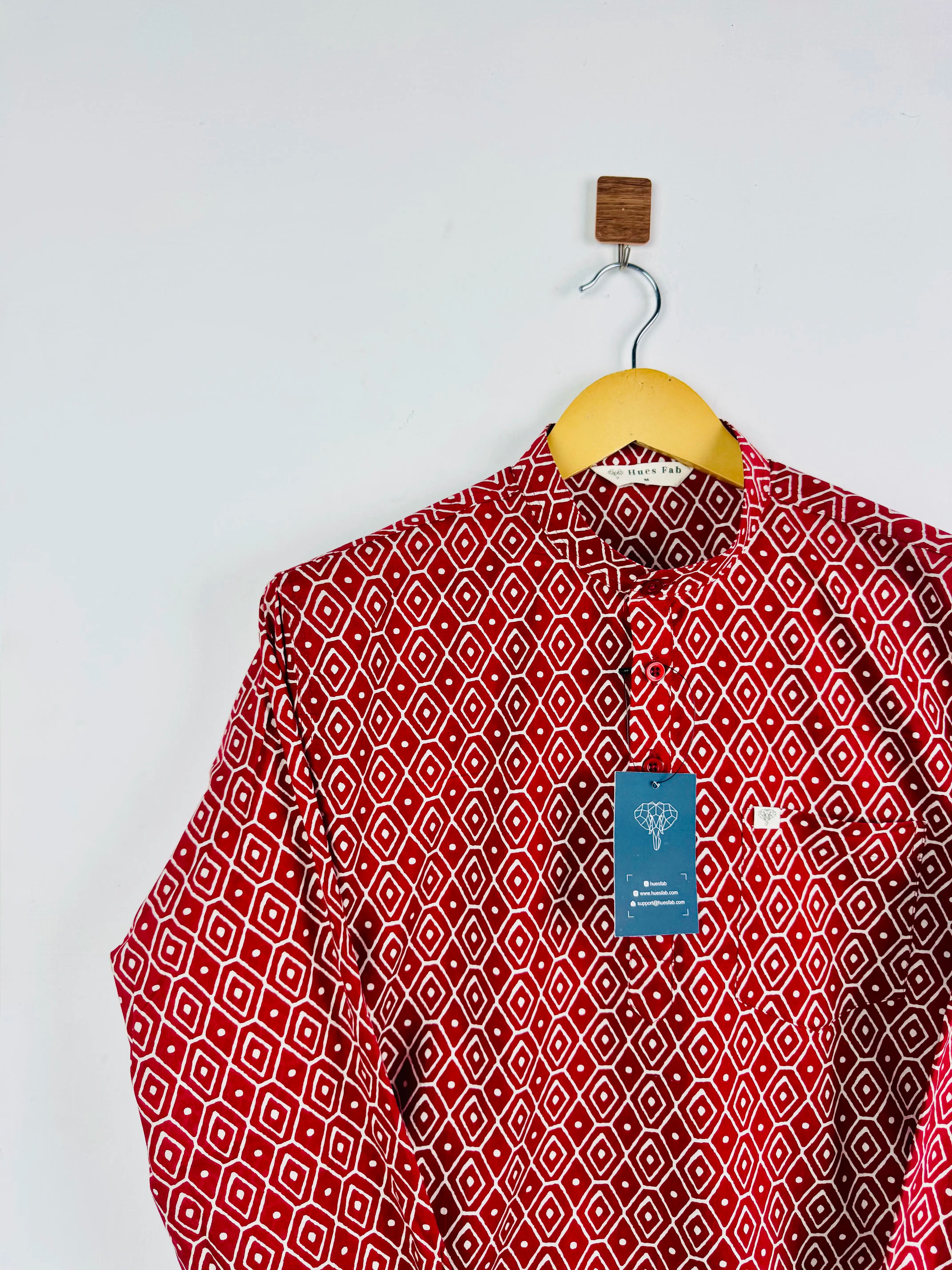 Maroon Blocks Printed Short Kurta