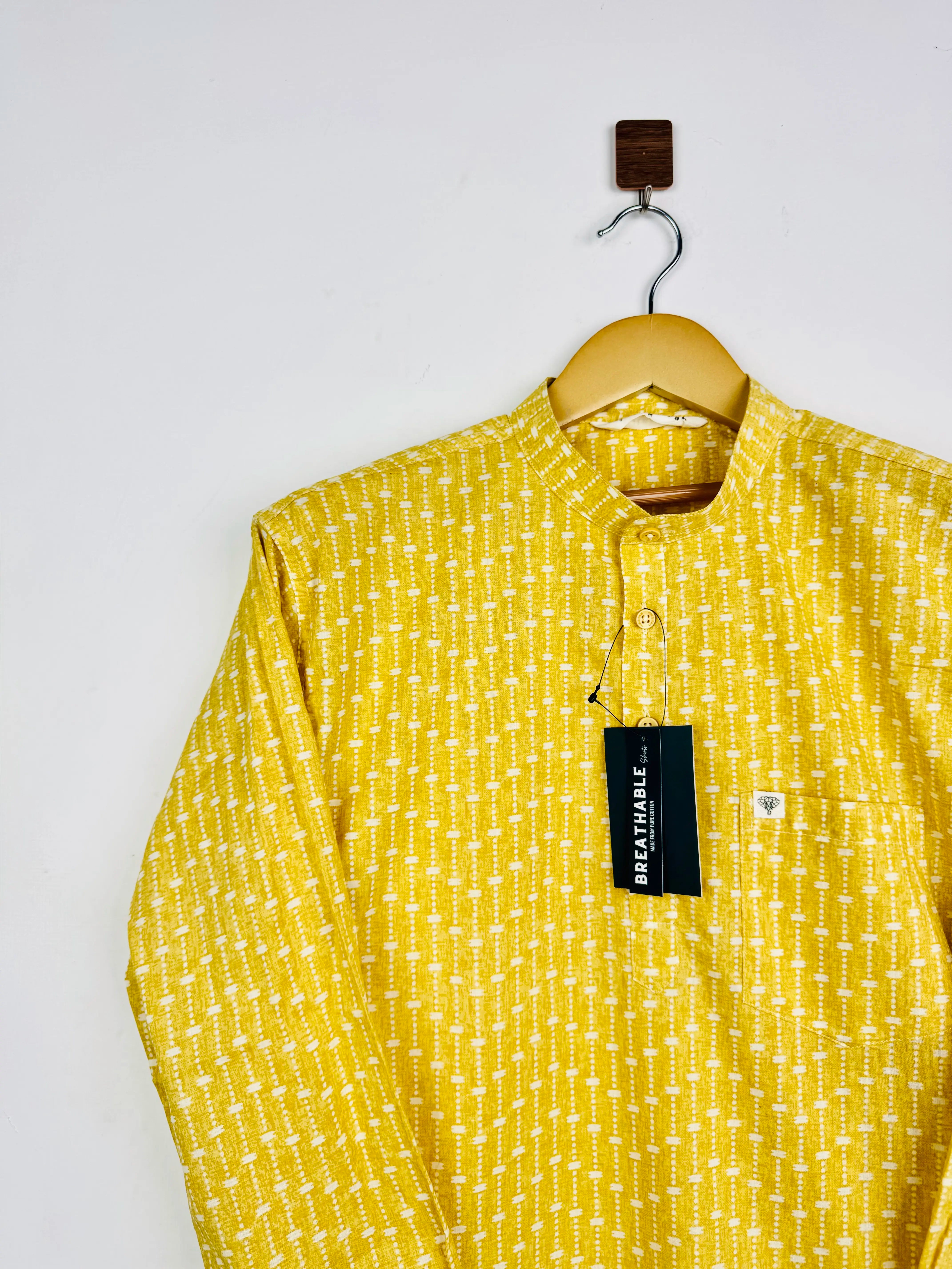 Yellow Pops Lining Short Kurta