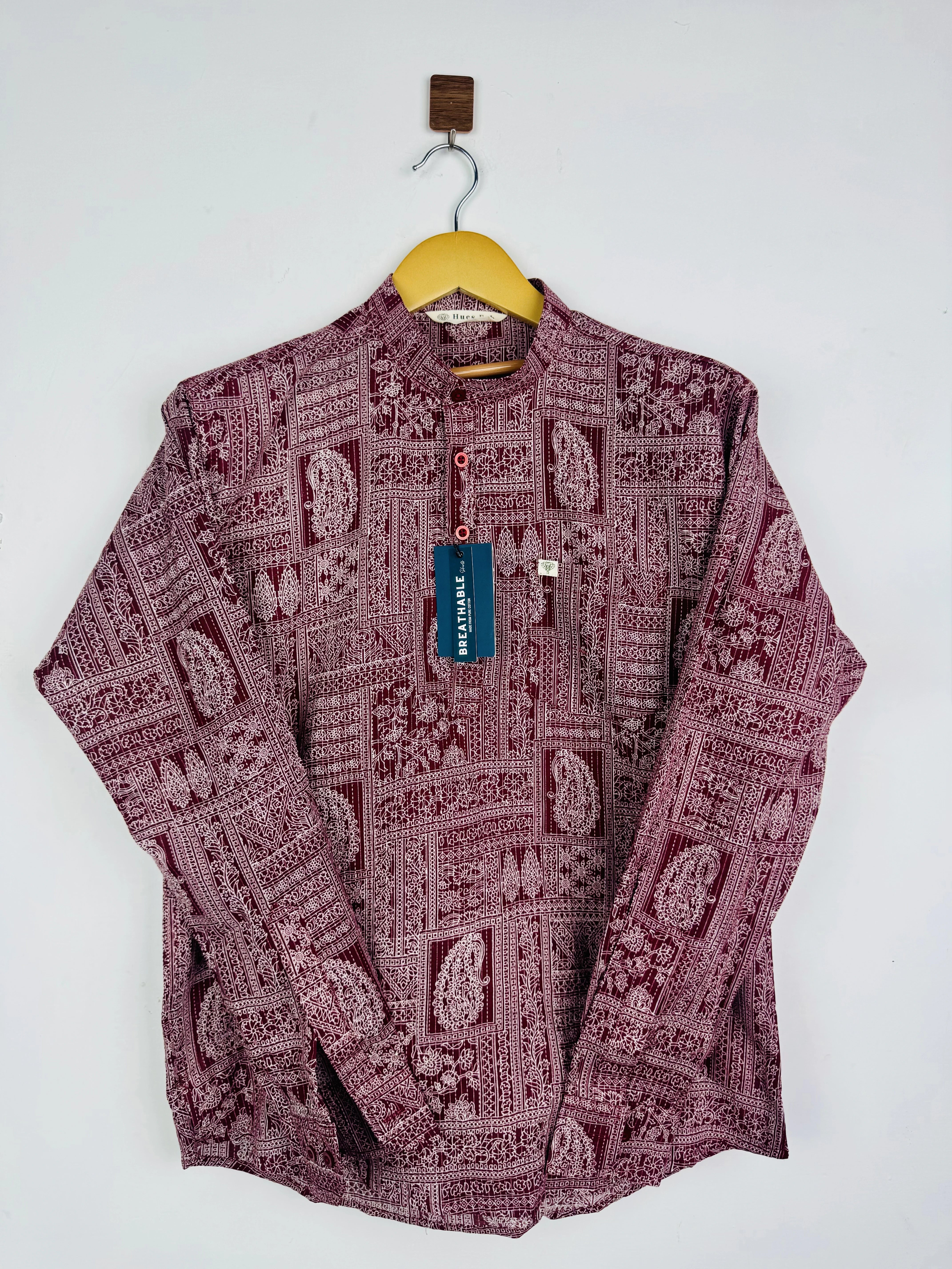 Maroon Mandala Kantha Short Kurta