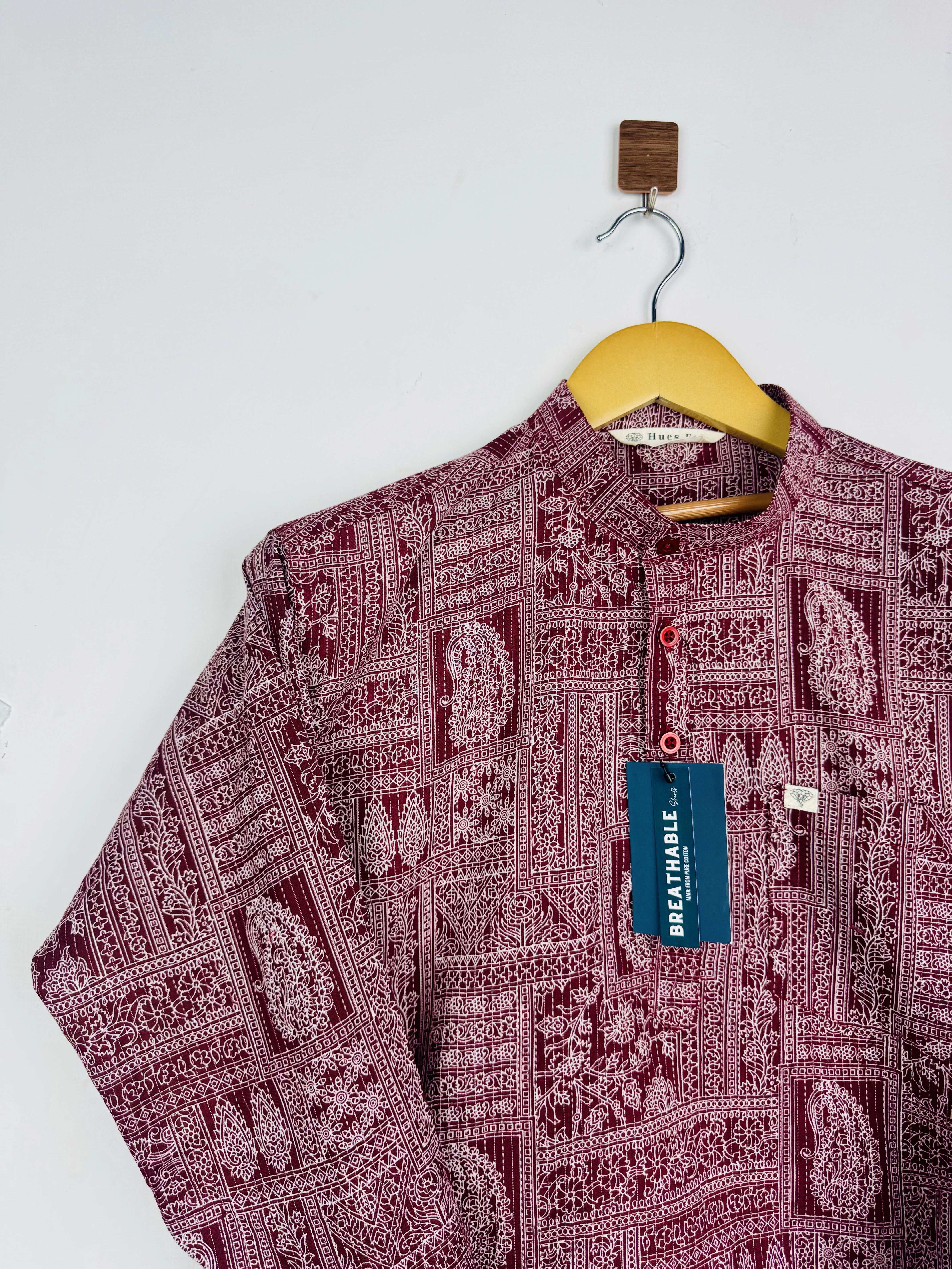 Maroon Mandala Kantha Short Kurta