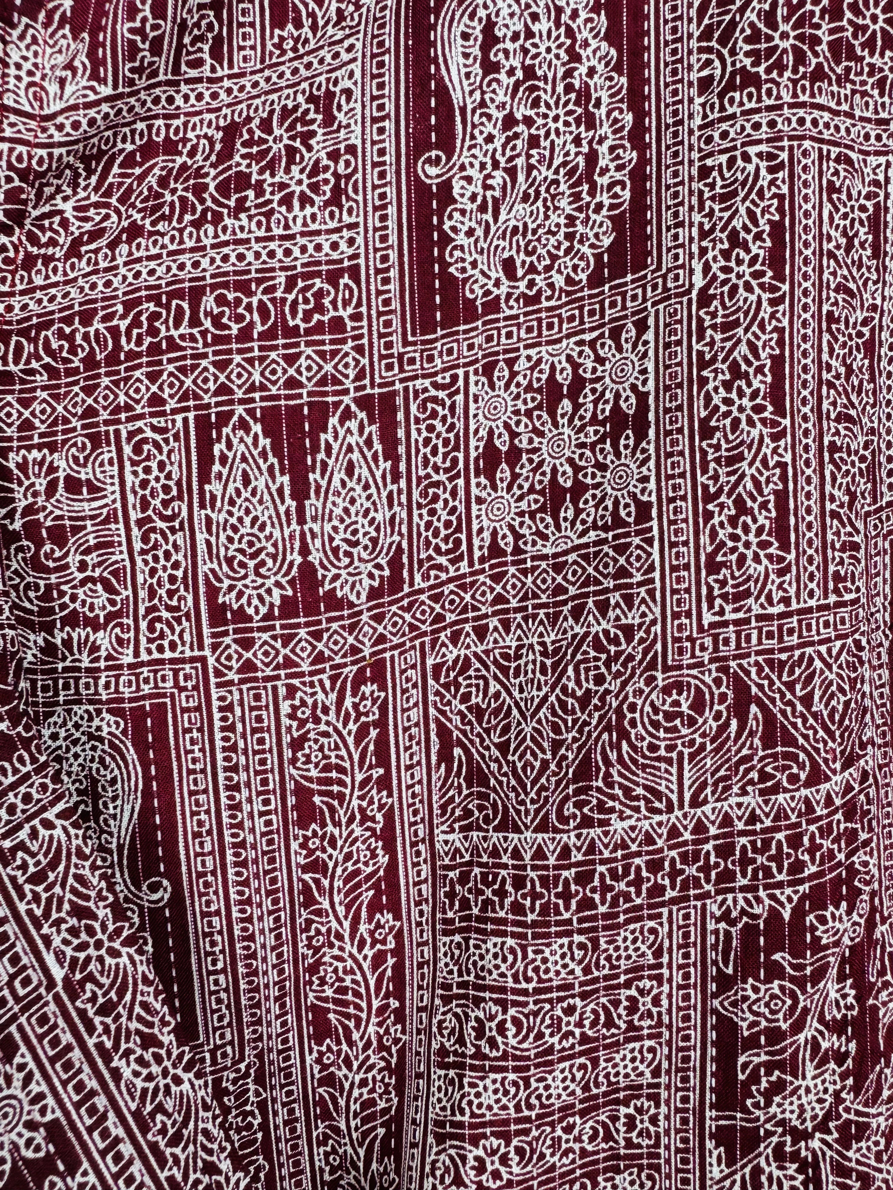 Maroon Mandala Kantha Short Kurta