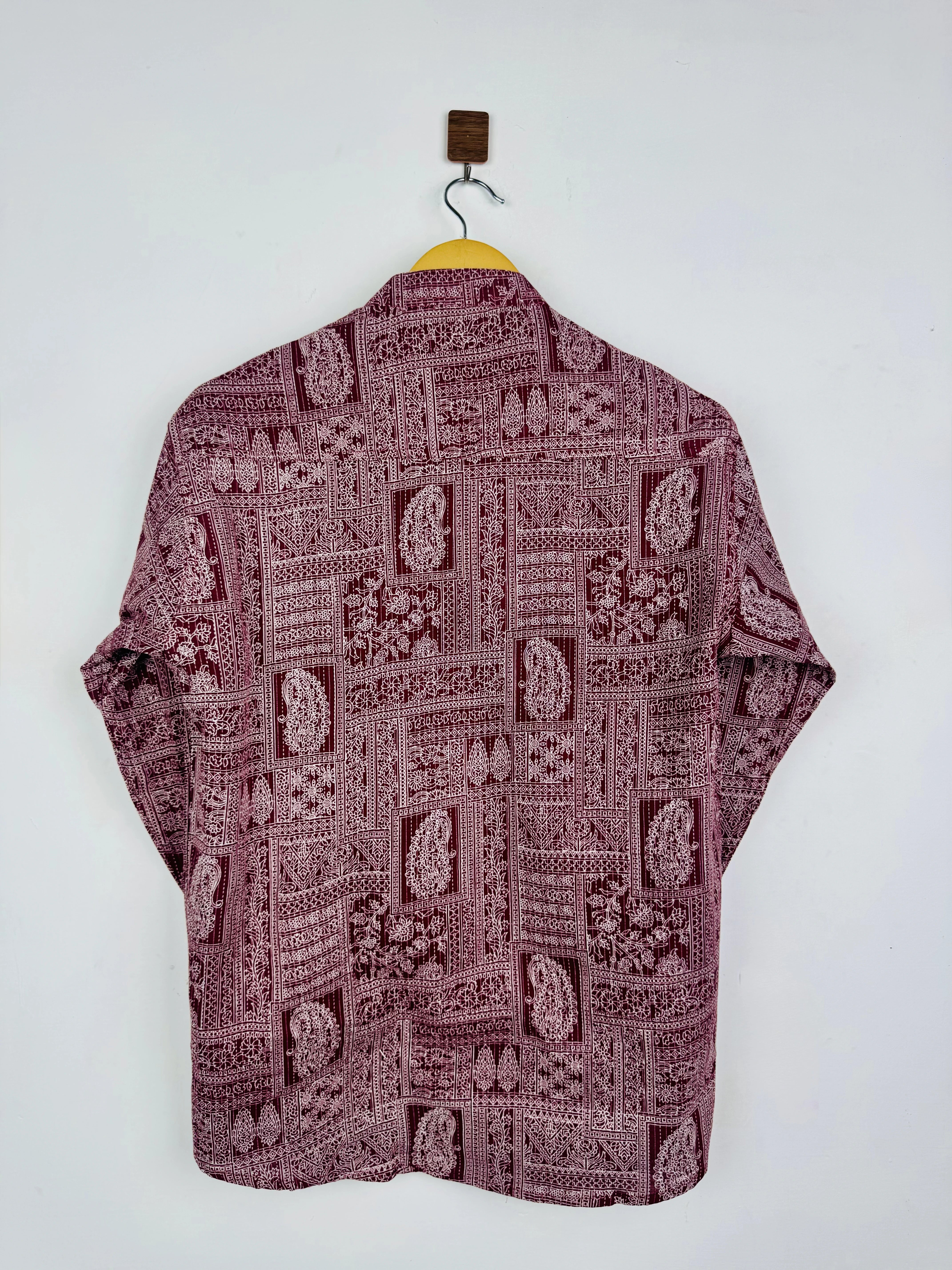 Maroon Mandala Kantha Short Kurta