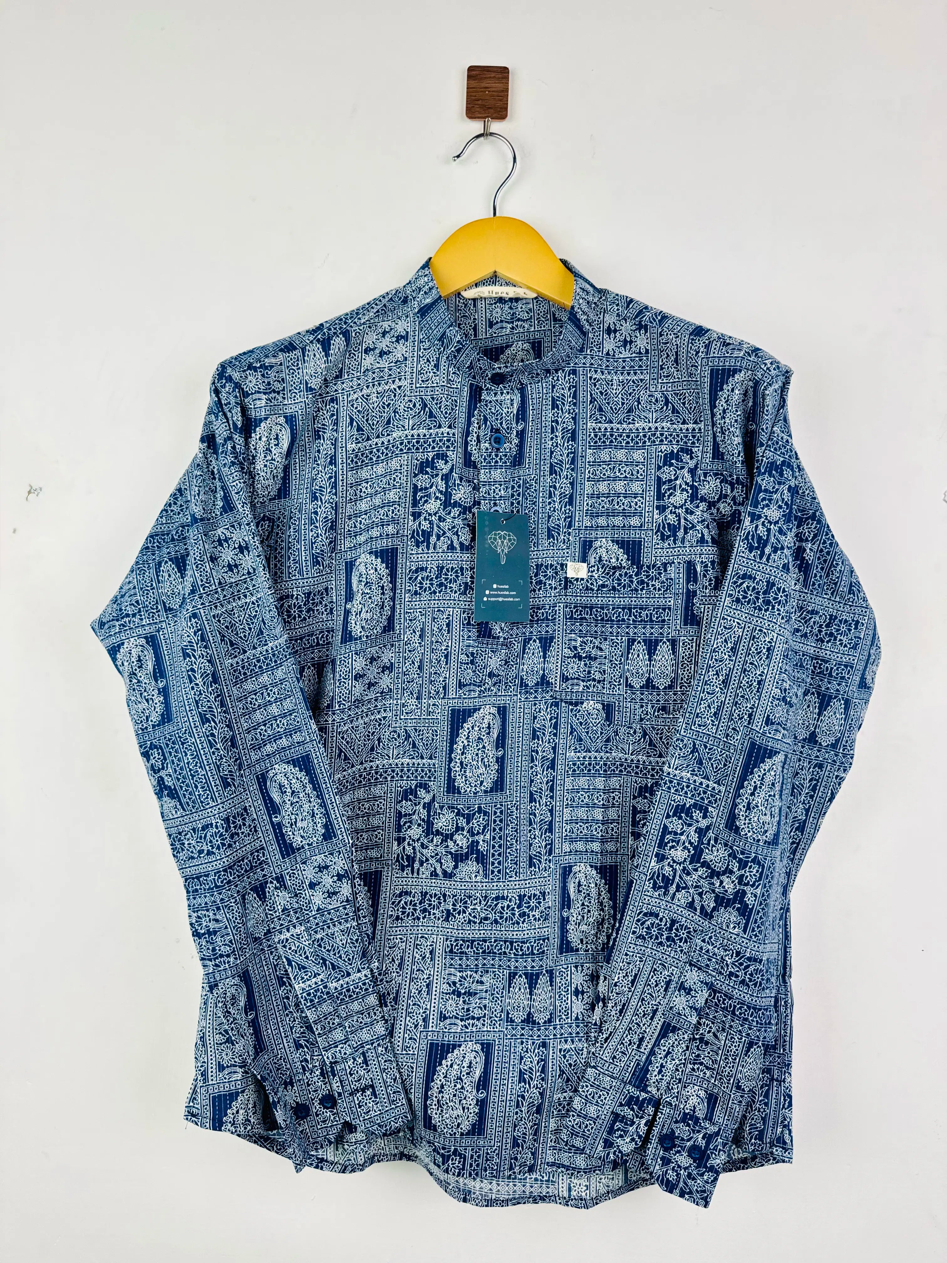 Navy Blue Mandala Kantha Short Kurta