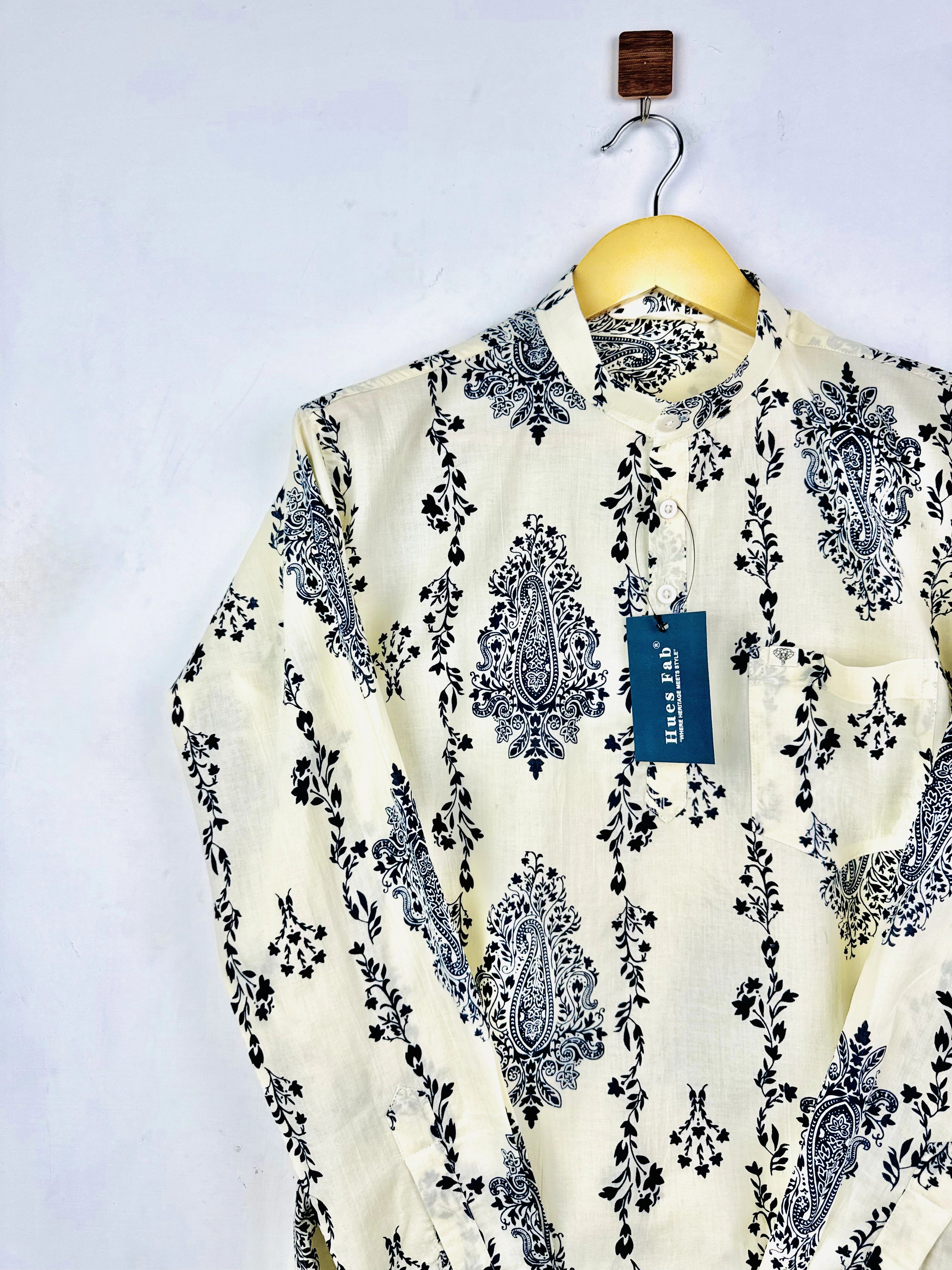 Ivory Indigo Short Kurta