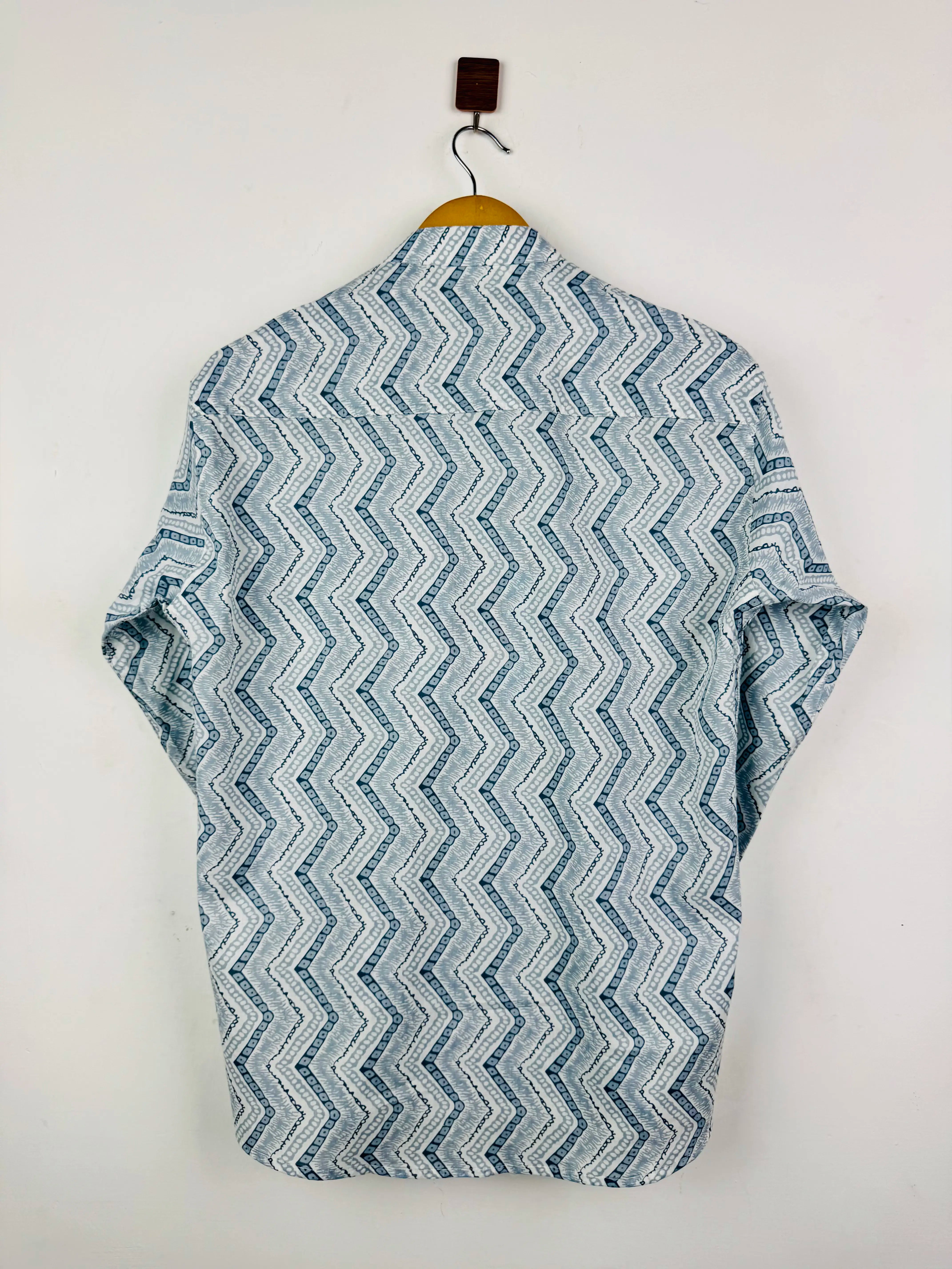 Grey WHITE ZIGZAG Short Kurta