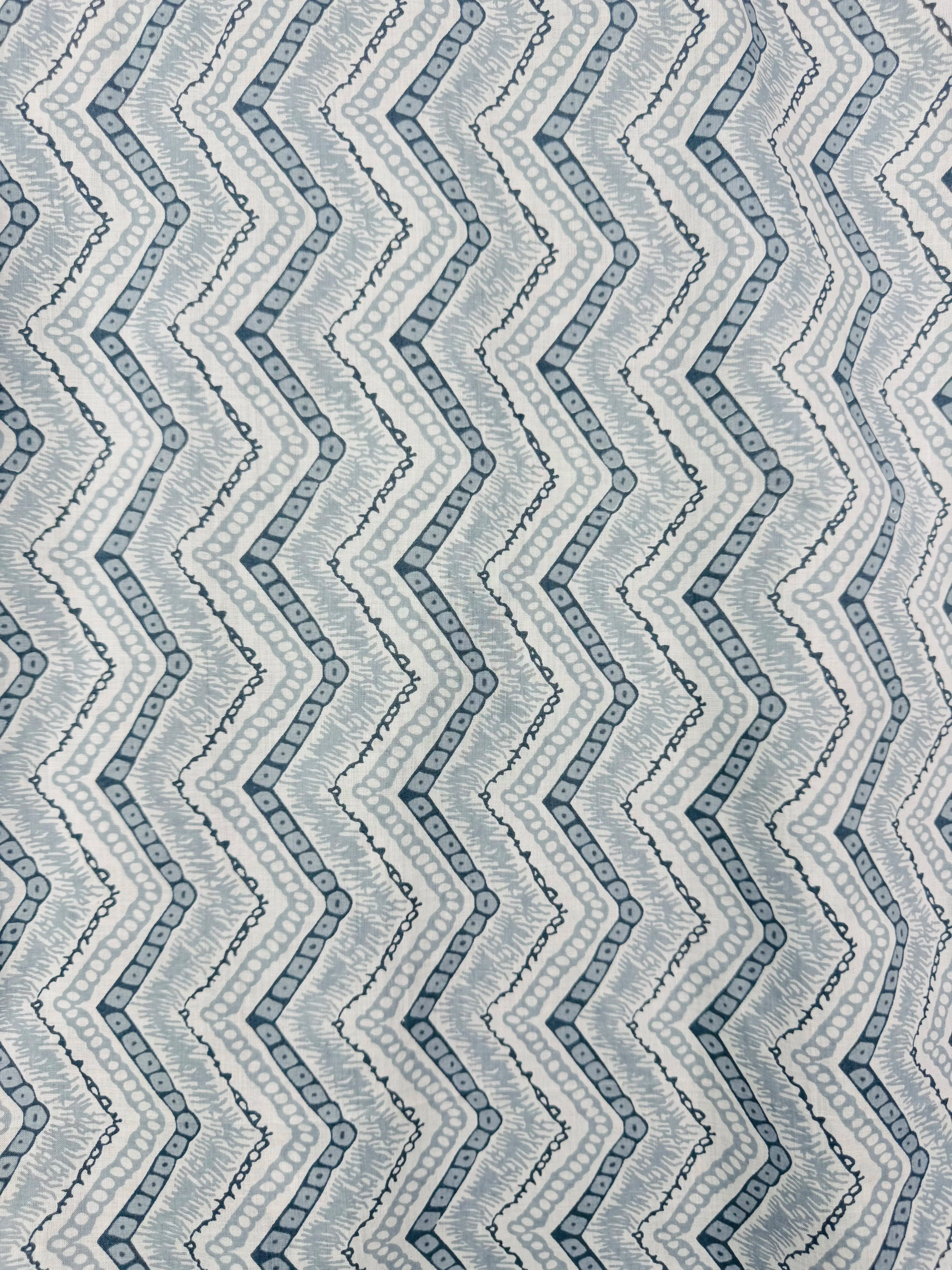 Grey WHITE ZIGZAG Short Kurta