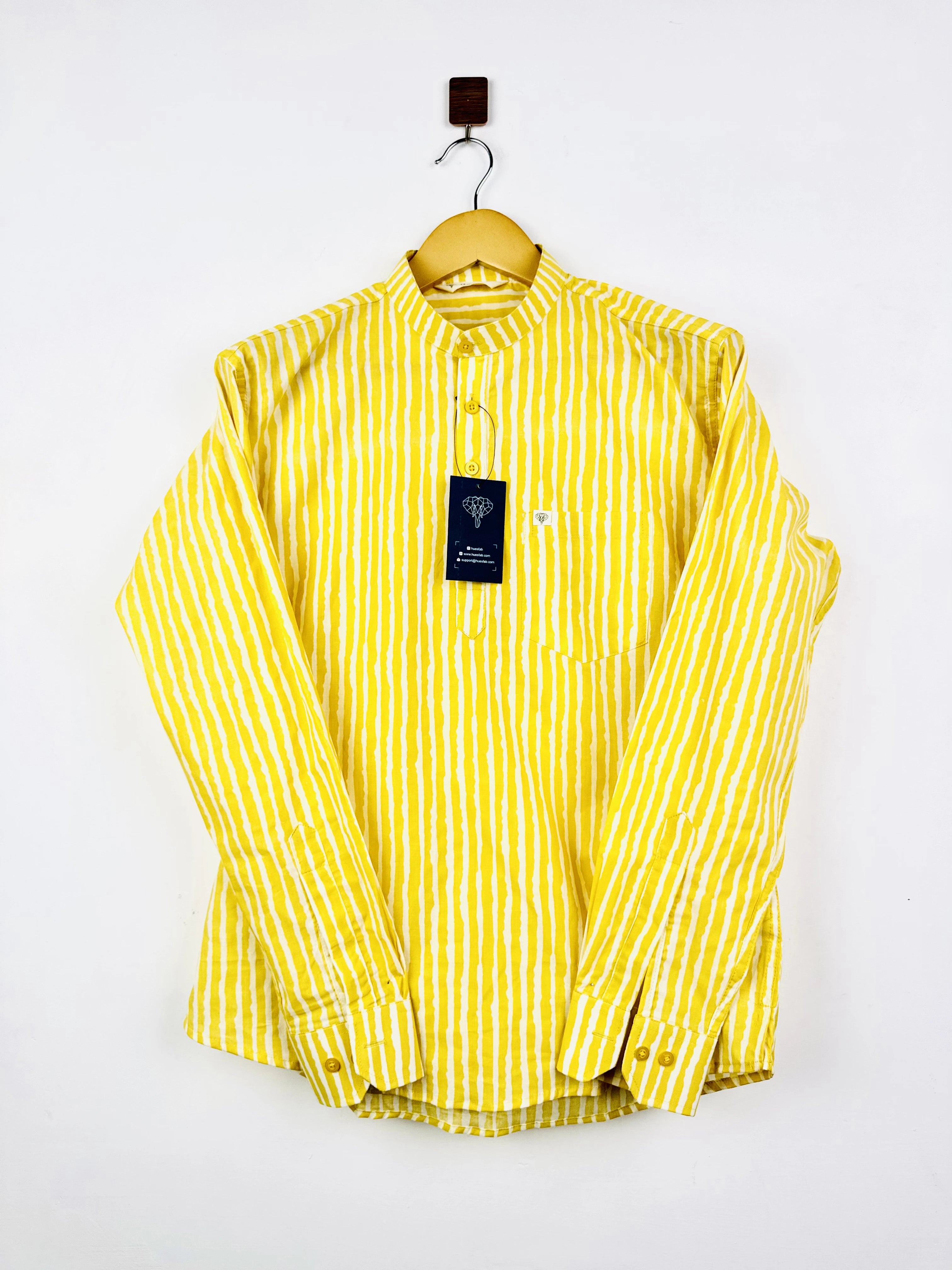 yellow lining printed short kurta
