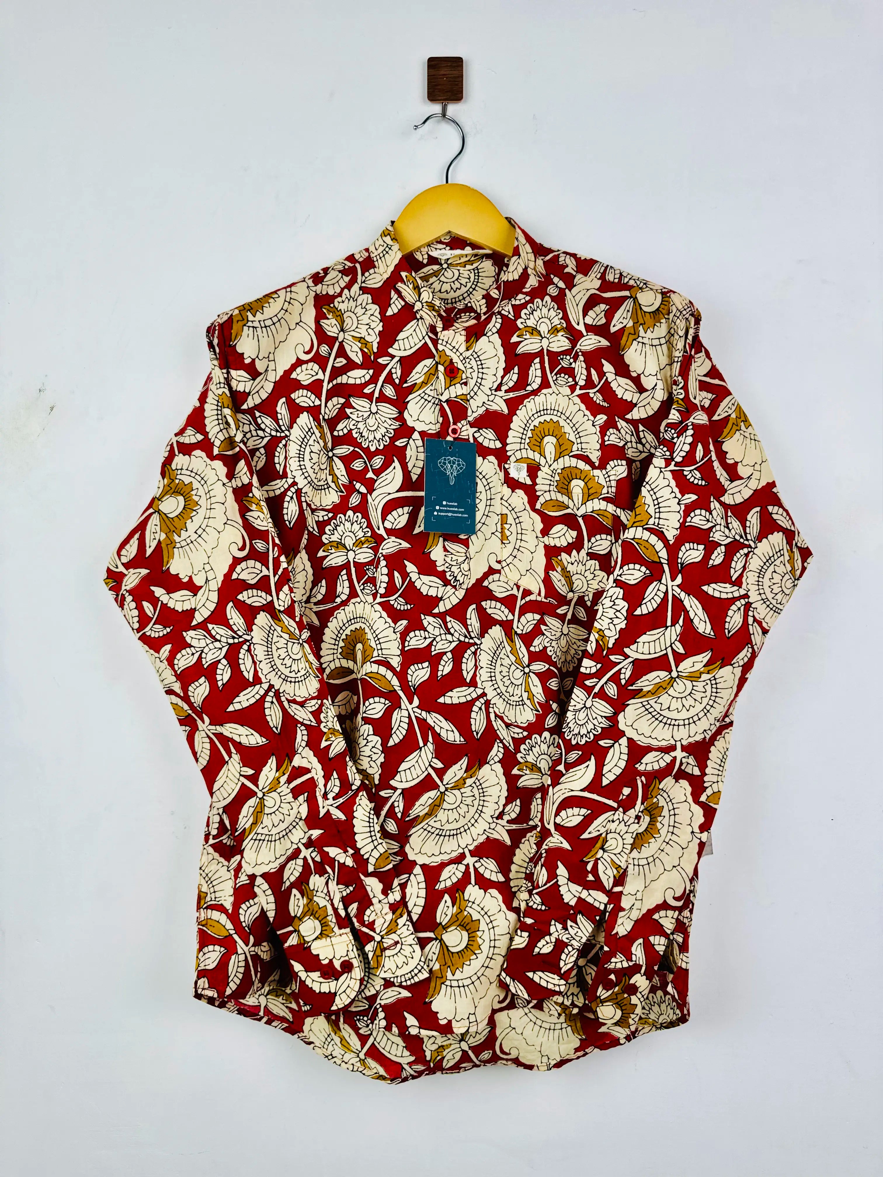 Red Floral printed short kurta