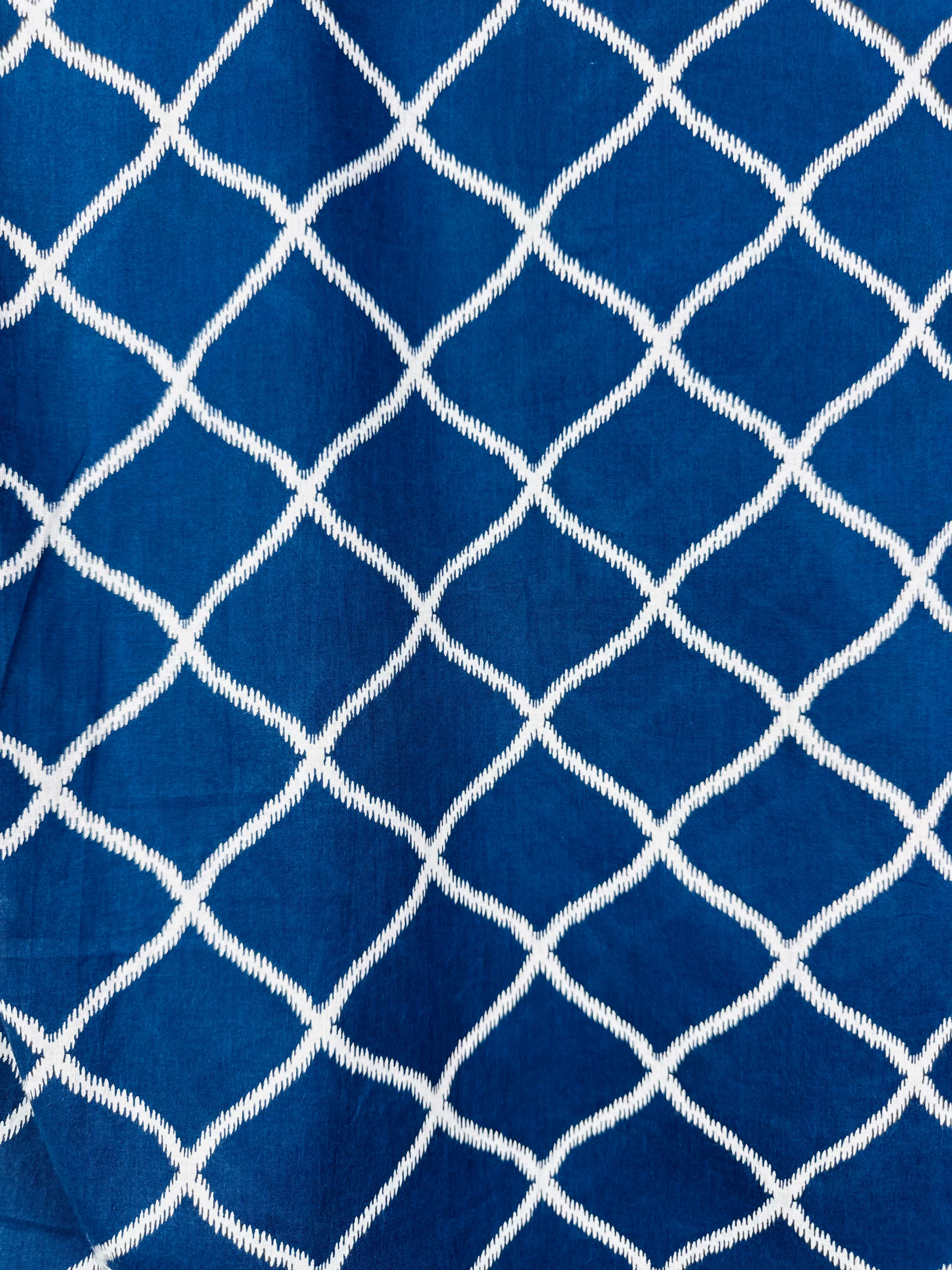 Navy Blue Chex printed short kurta