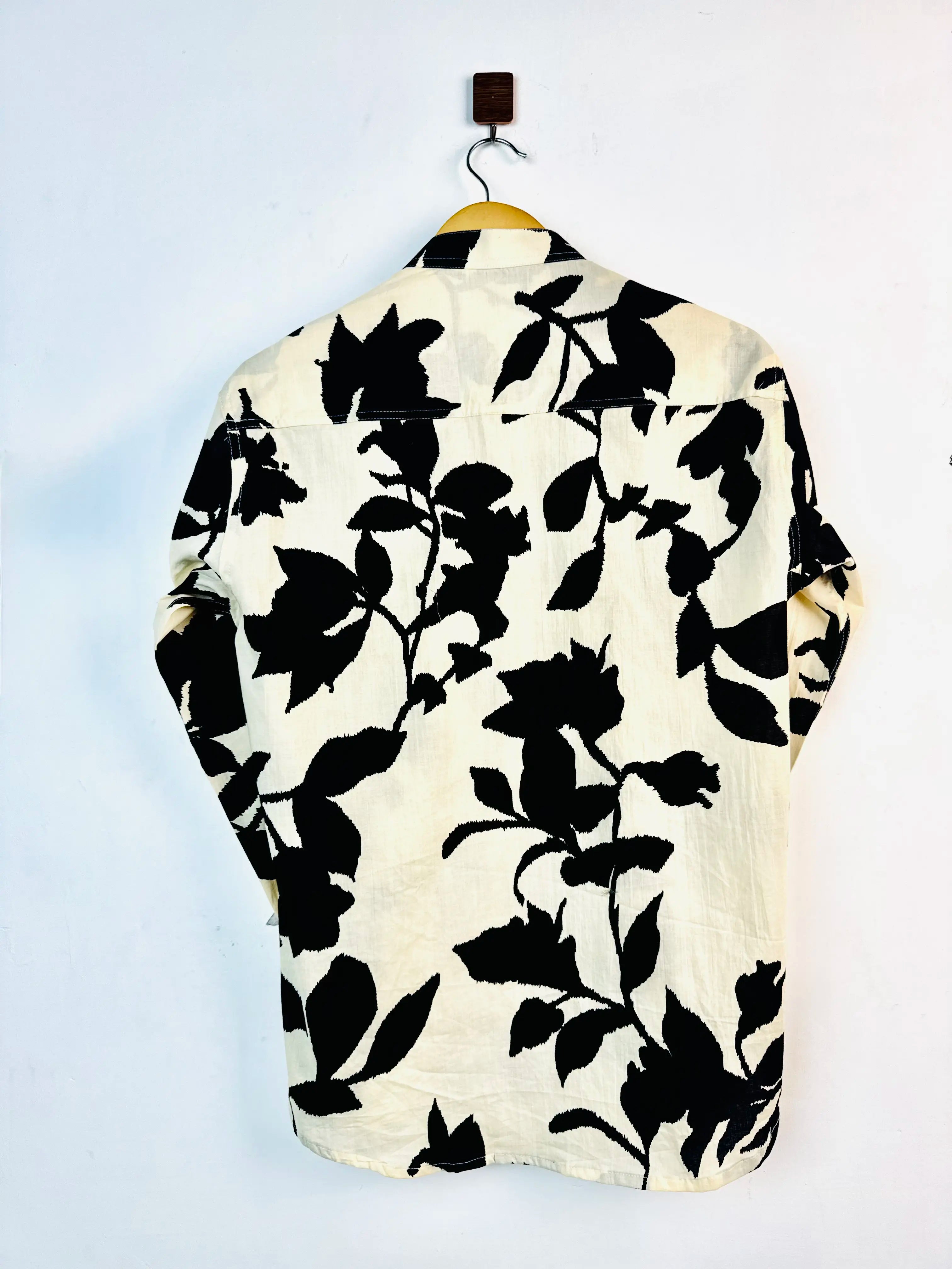 Black Cream Petals printed short kurta