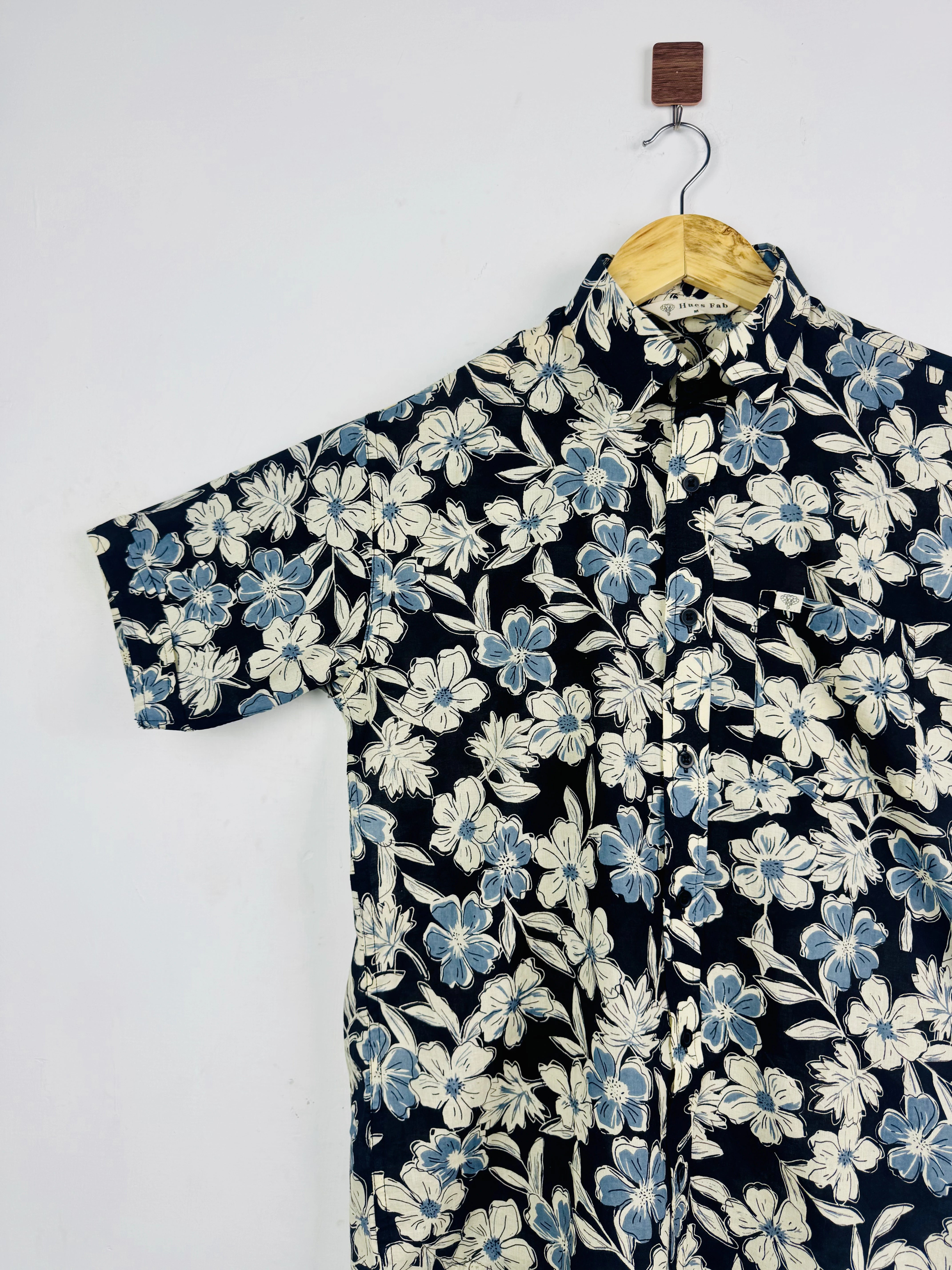 Midnight Blossom Half Sleeves Shirt