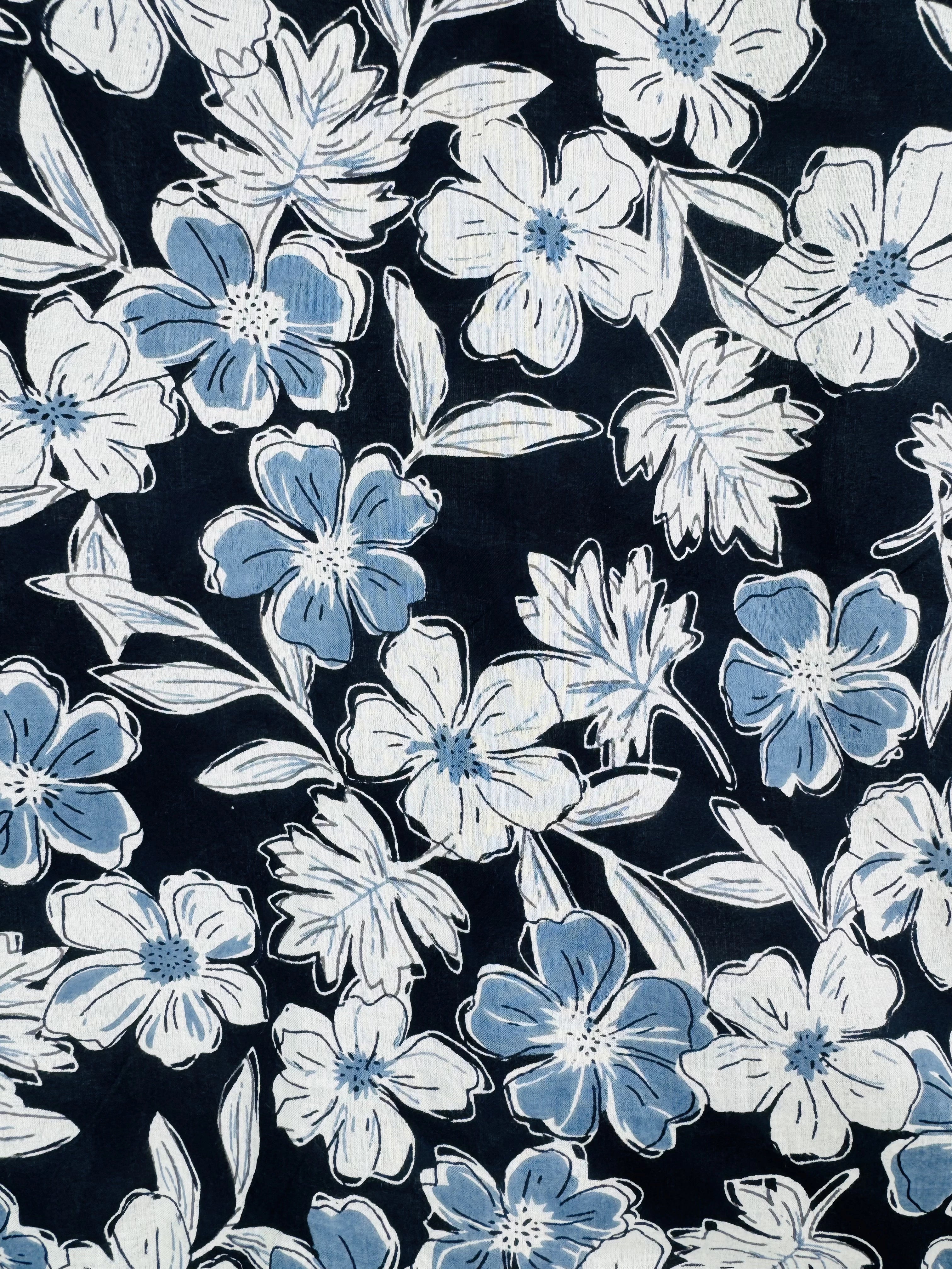 Midnight Blossom Half Sleeves Shirt