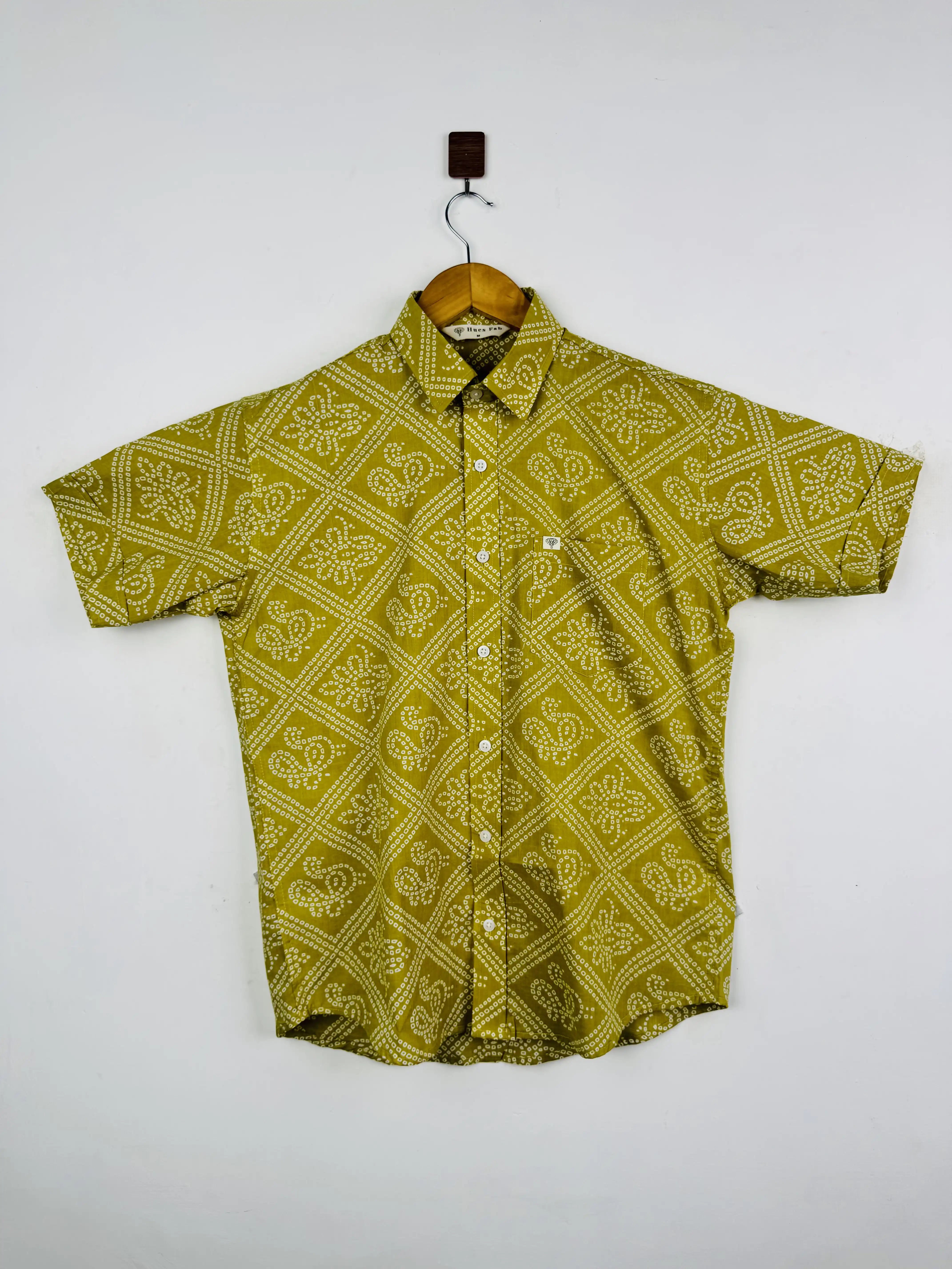 Olive Green Bandej Half Sleeves Shirt