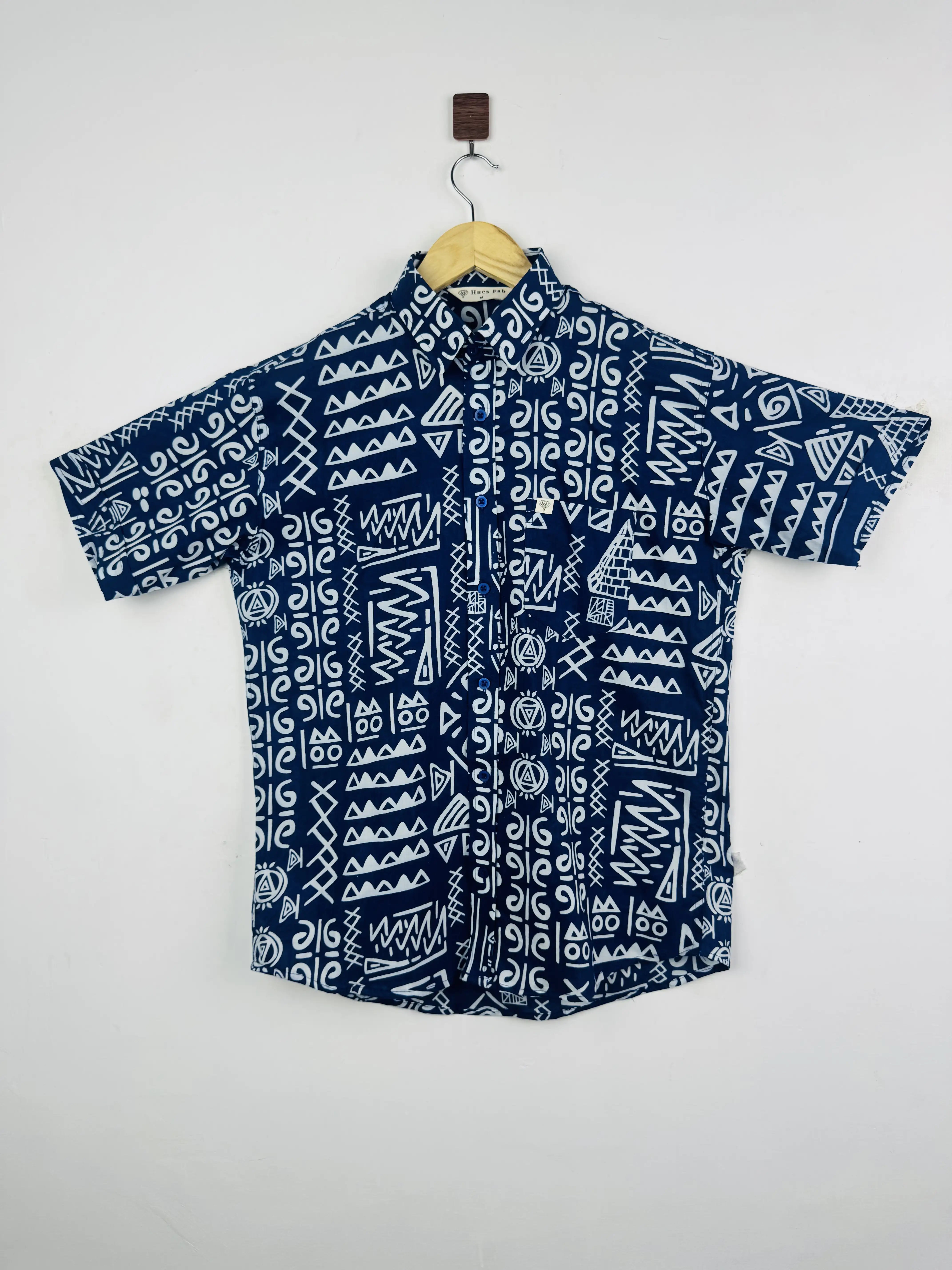 Navy Blue tribal Half Sleeves Shirt