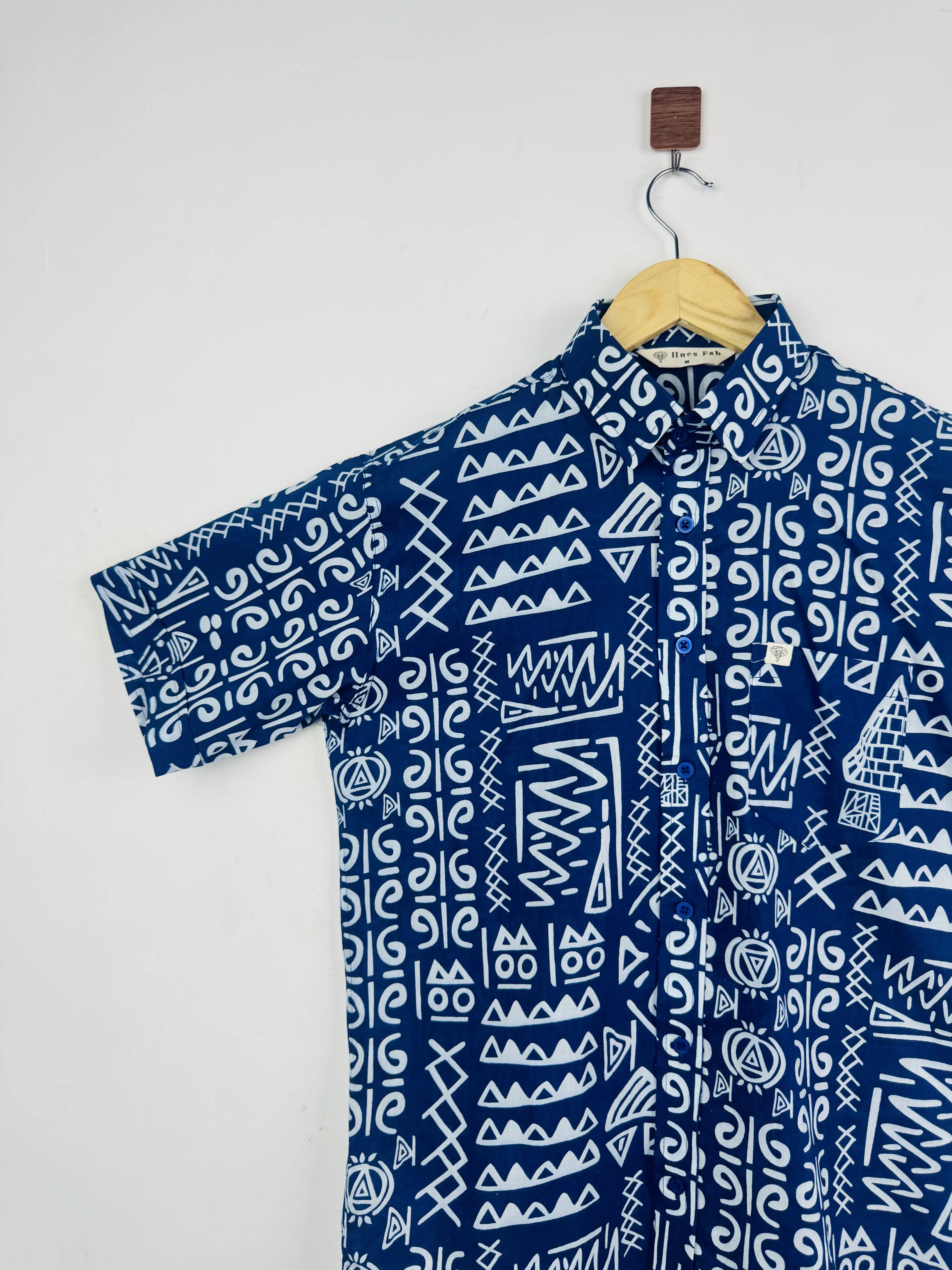 Navy Blue tribal Half Sleeves Shirt