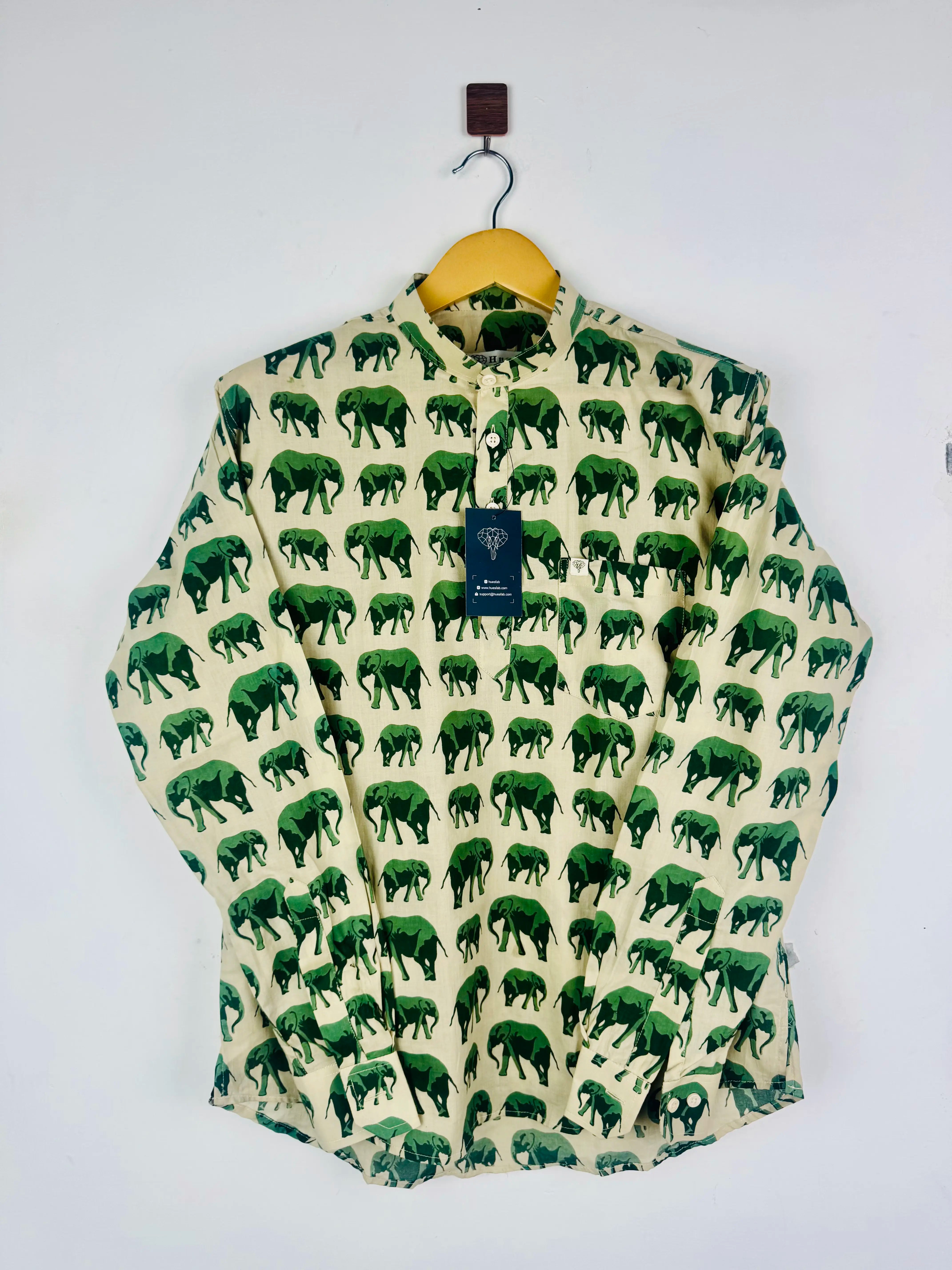 Moss elephant printed short kurta