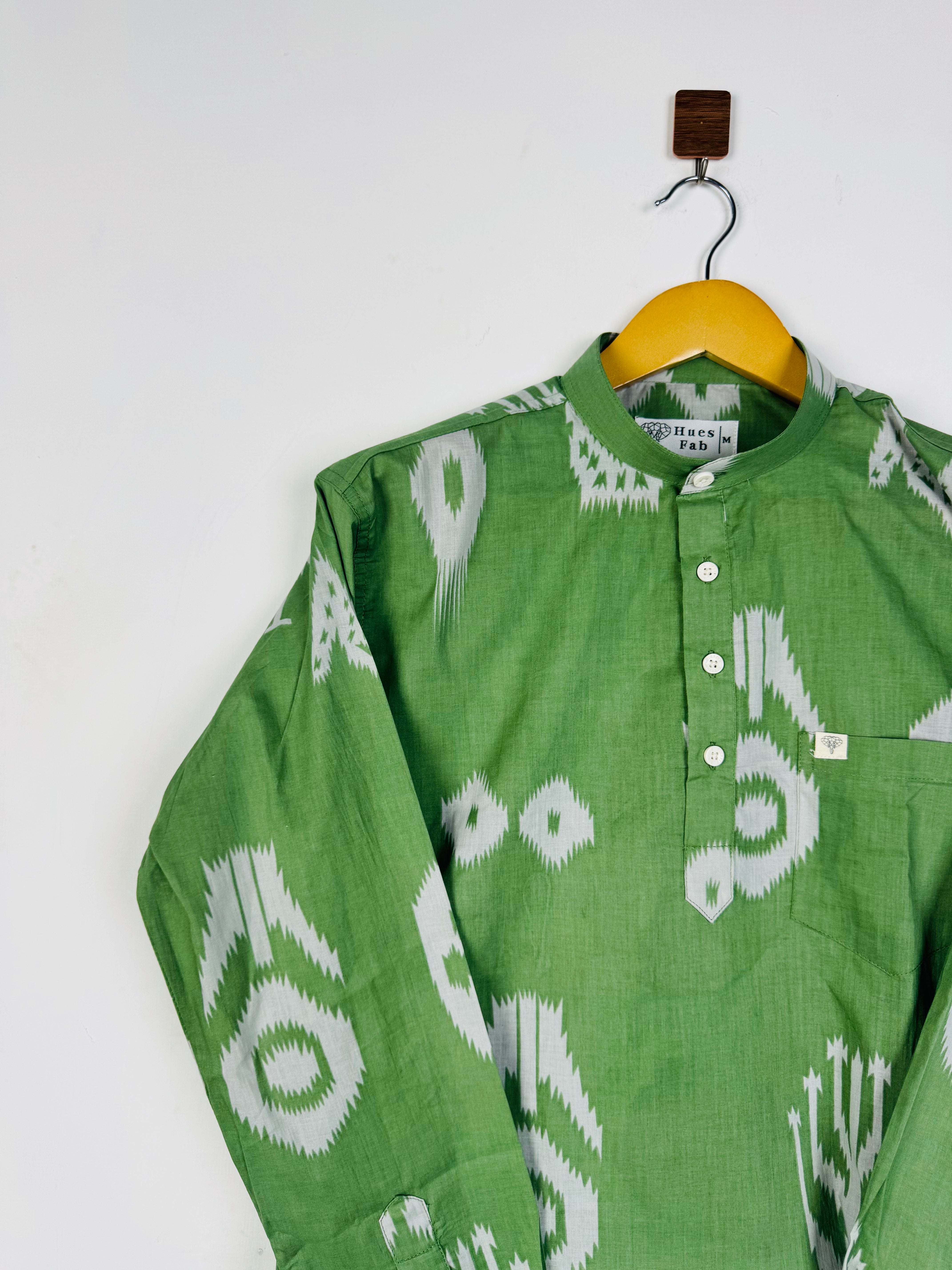 green Ikat short kurta