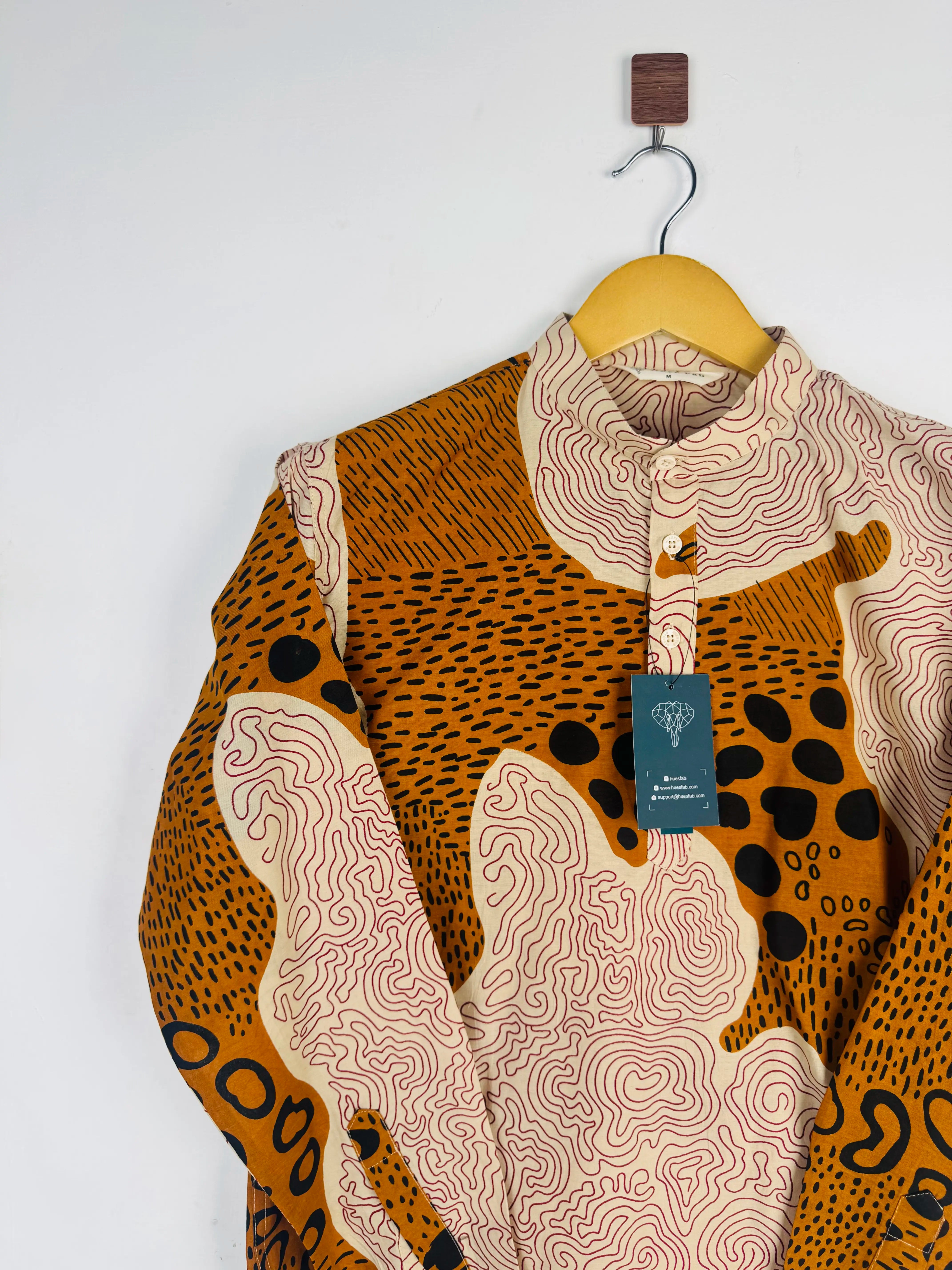 Beige Orange abstract short kurta