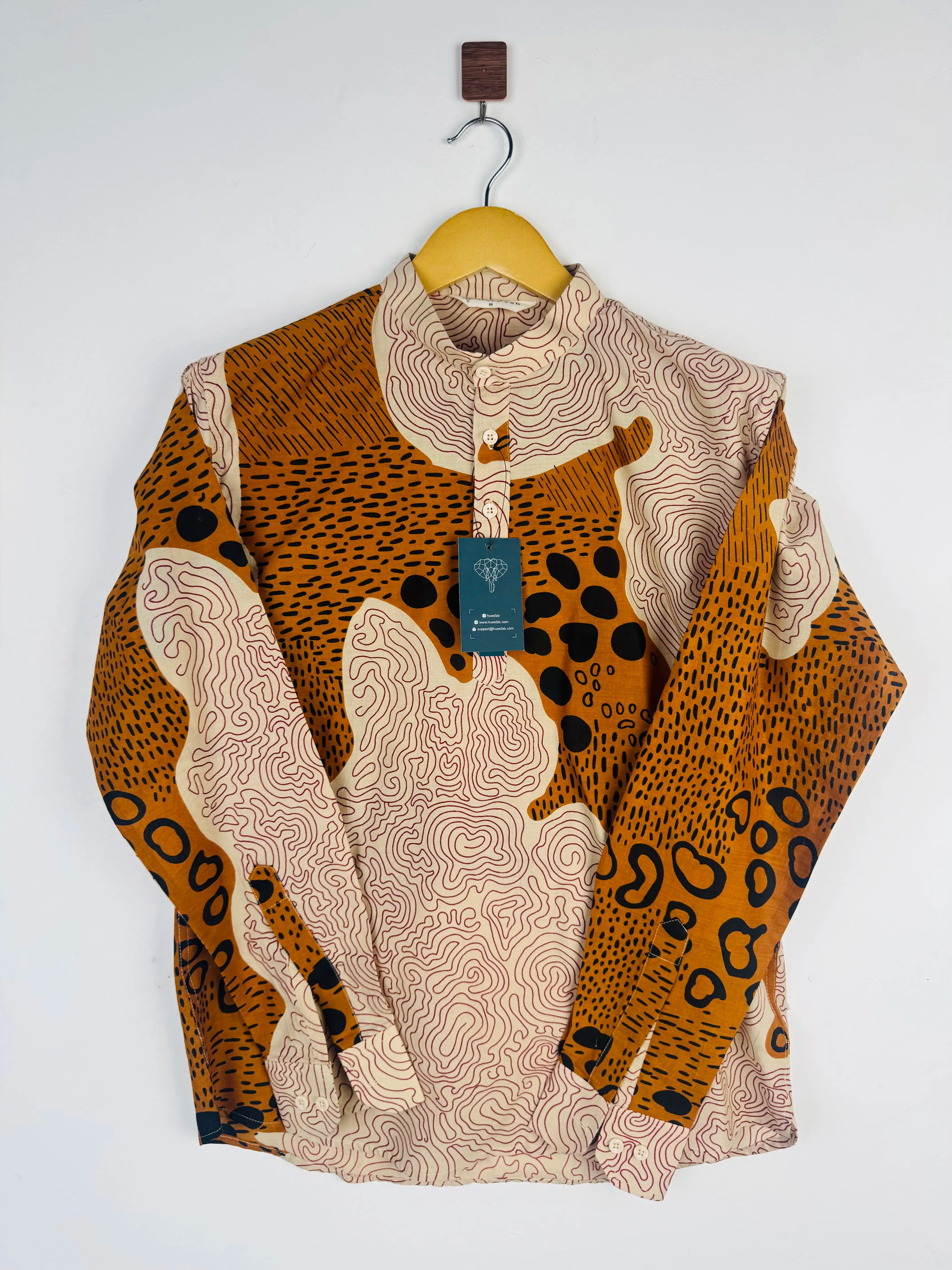 Beige Orange abstract short kurta