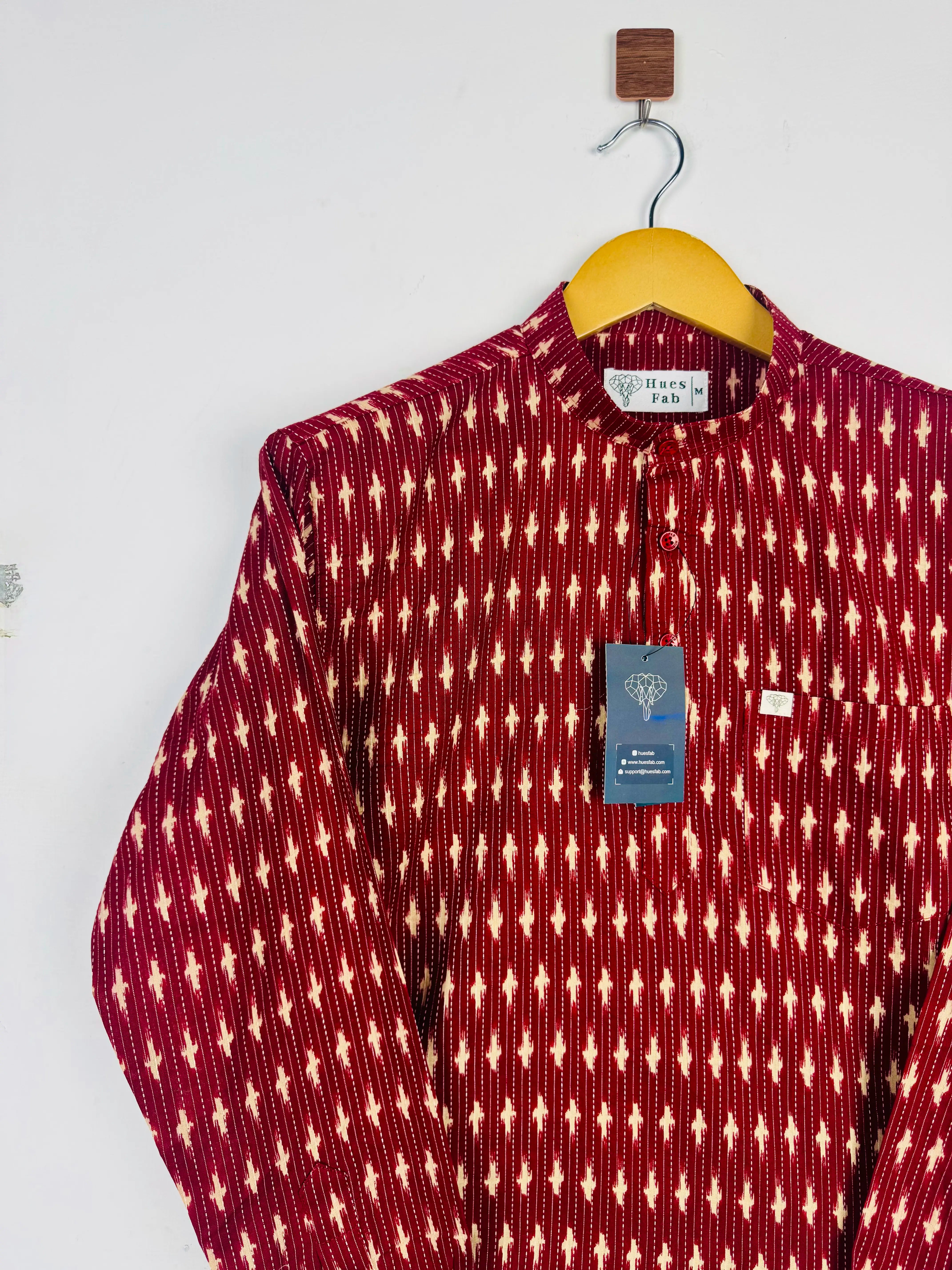 Maroon Motif Kantha short kurta