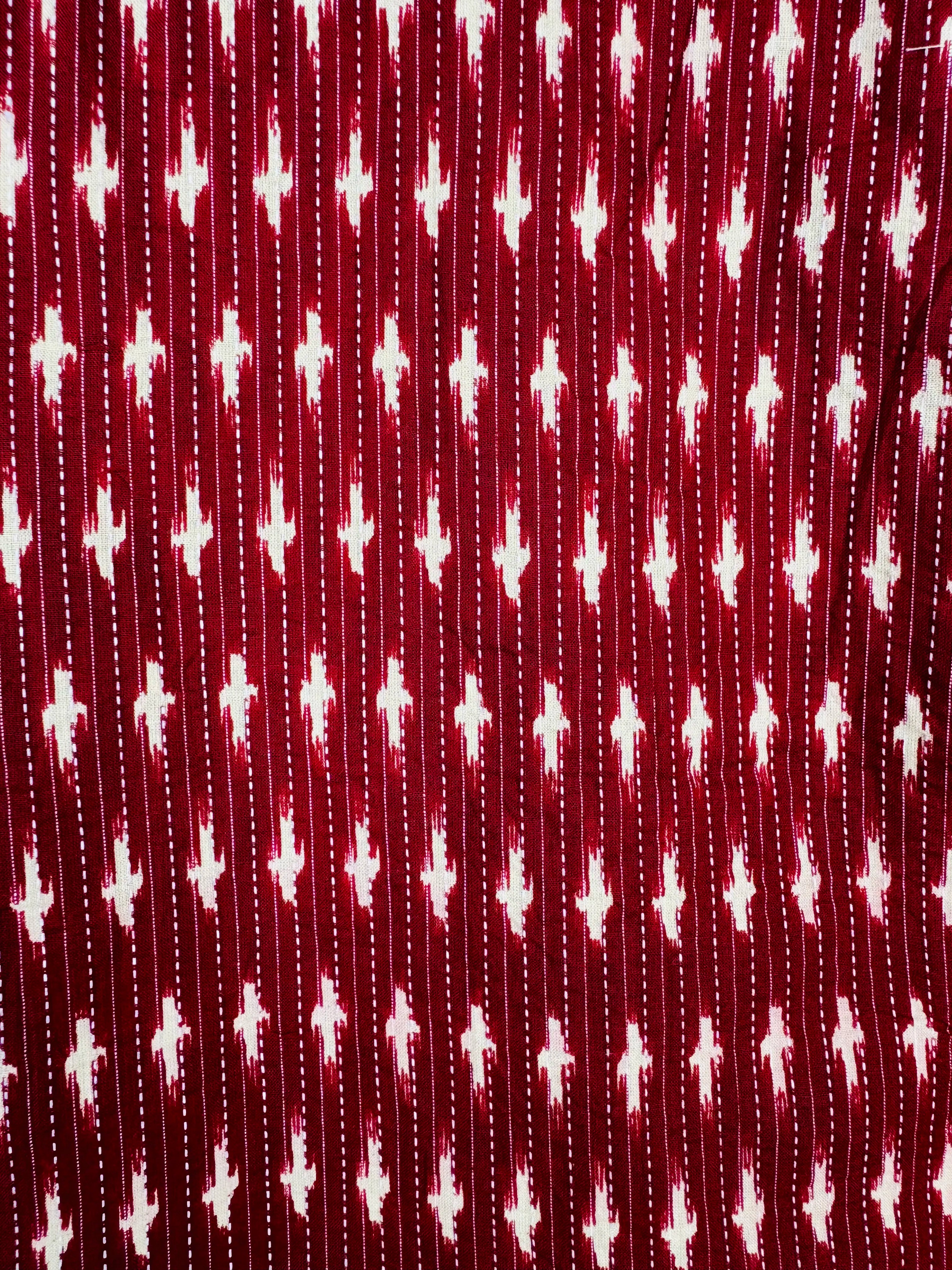 Maroon Motif Kantha short kurta