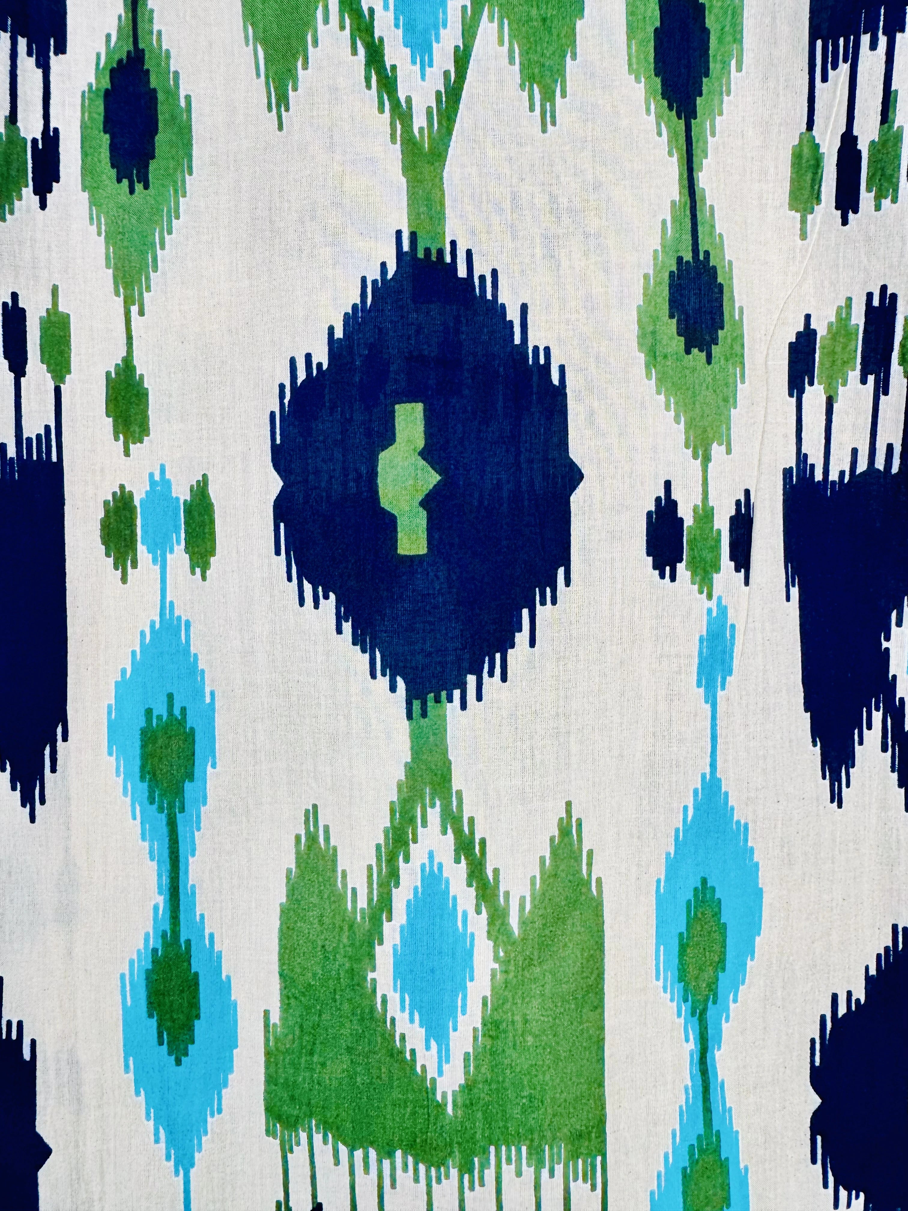 Cream Ikat Printed Short Kurta