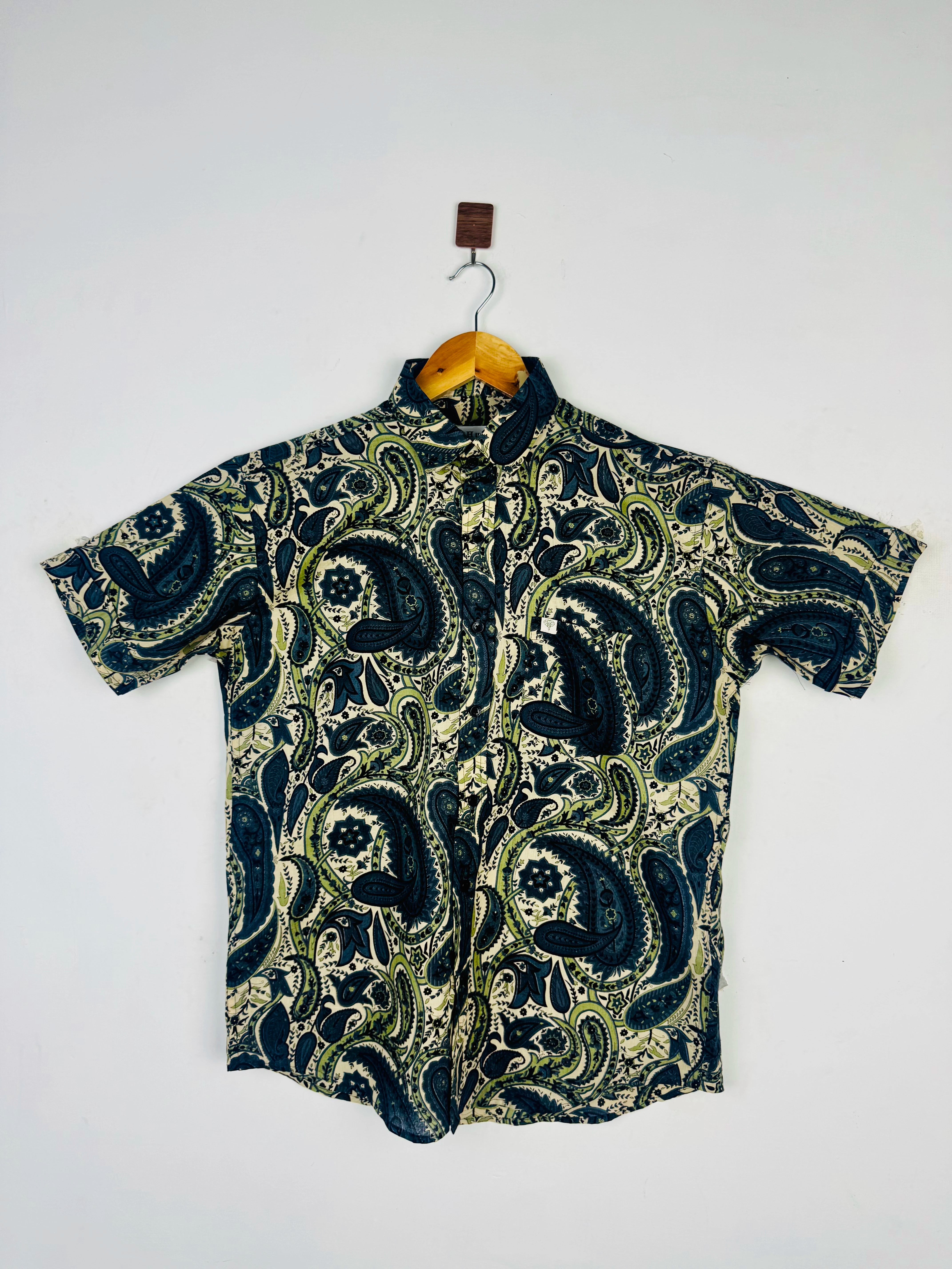 Indigo Paisley Printed Half Sleeves Shirt