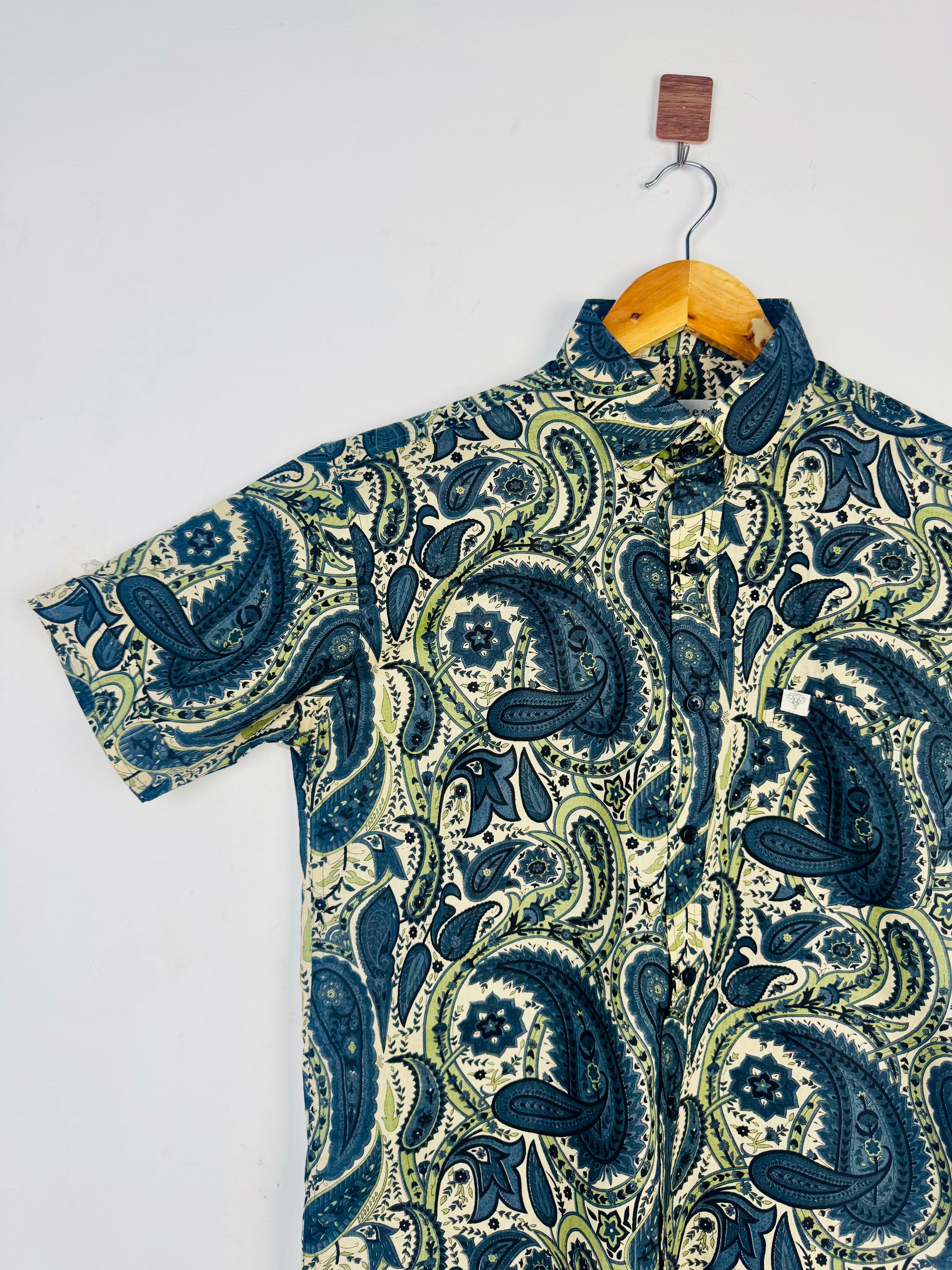 Indigo Paisley Printed Half Sleeves Shirt