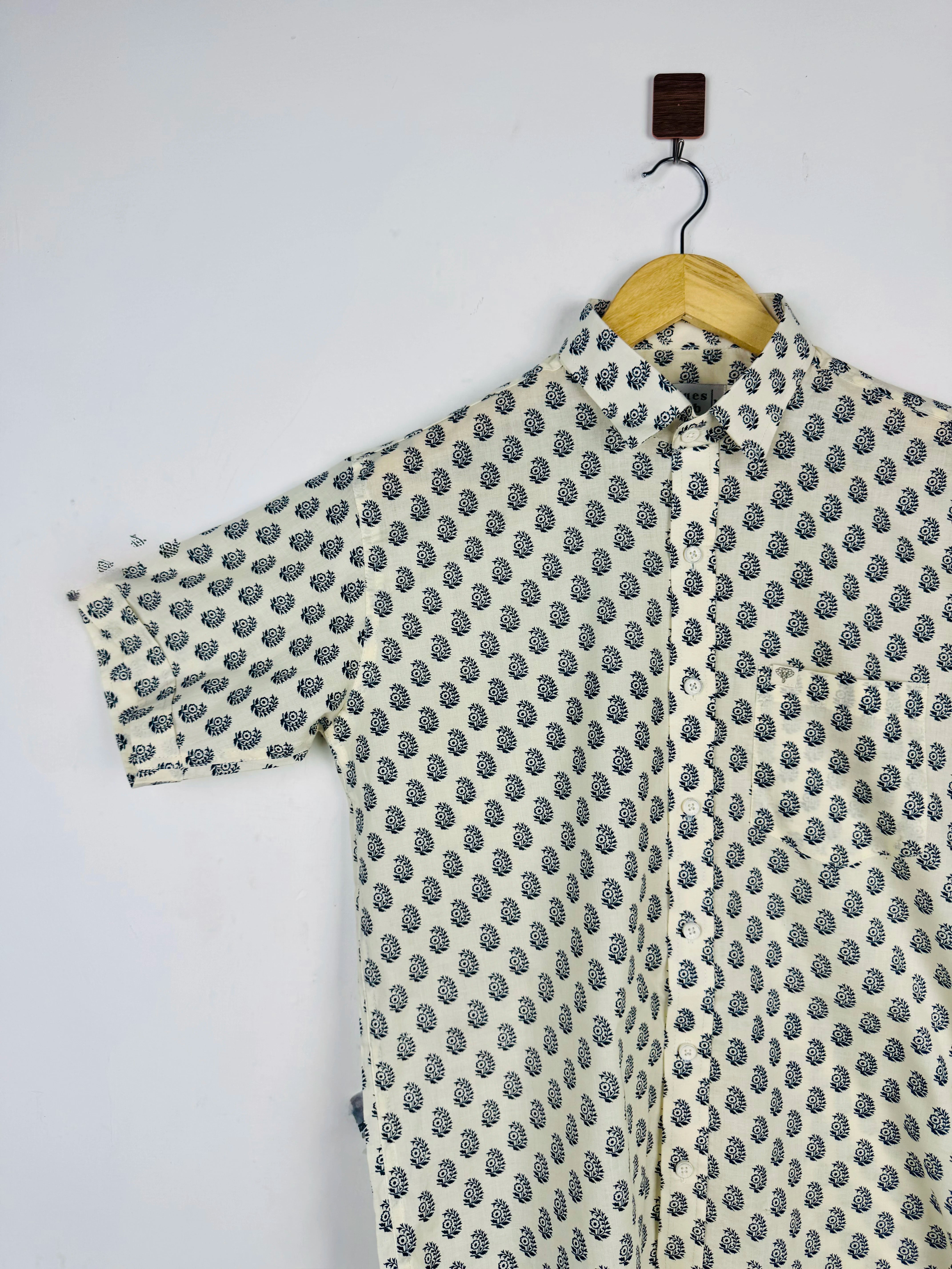 Vintage Petal Printed Half Sleeves Shirt
